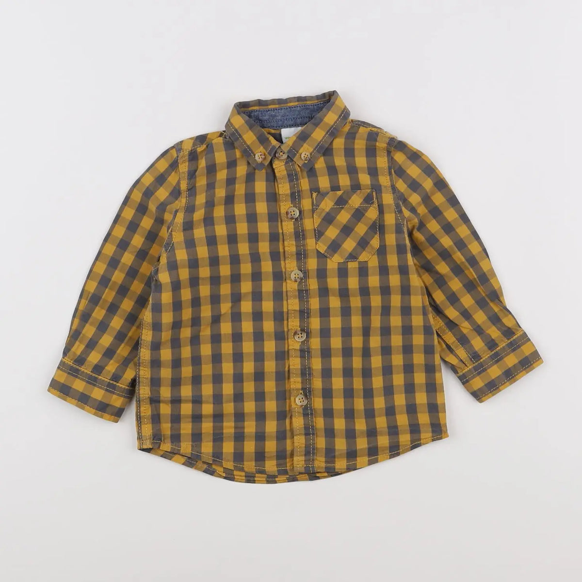 Vertbaudet - chemise gris, jaune - 2 ans