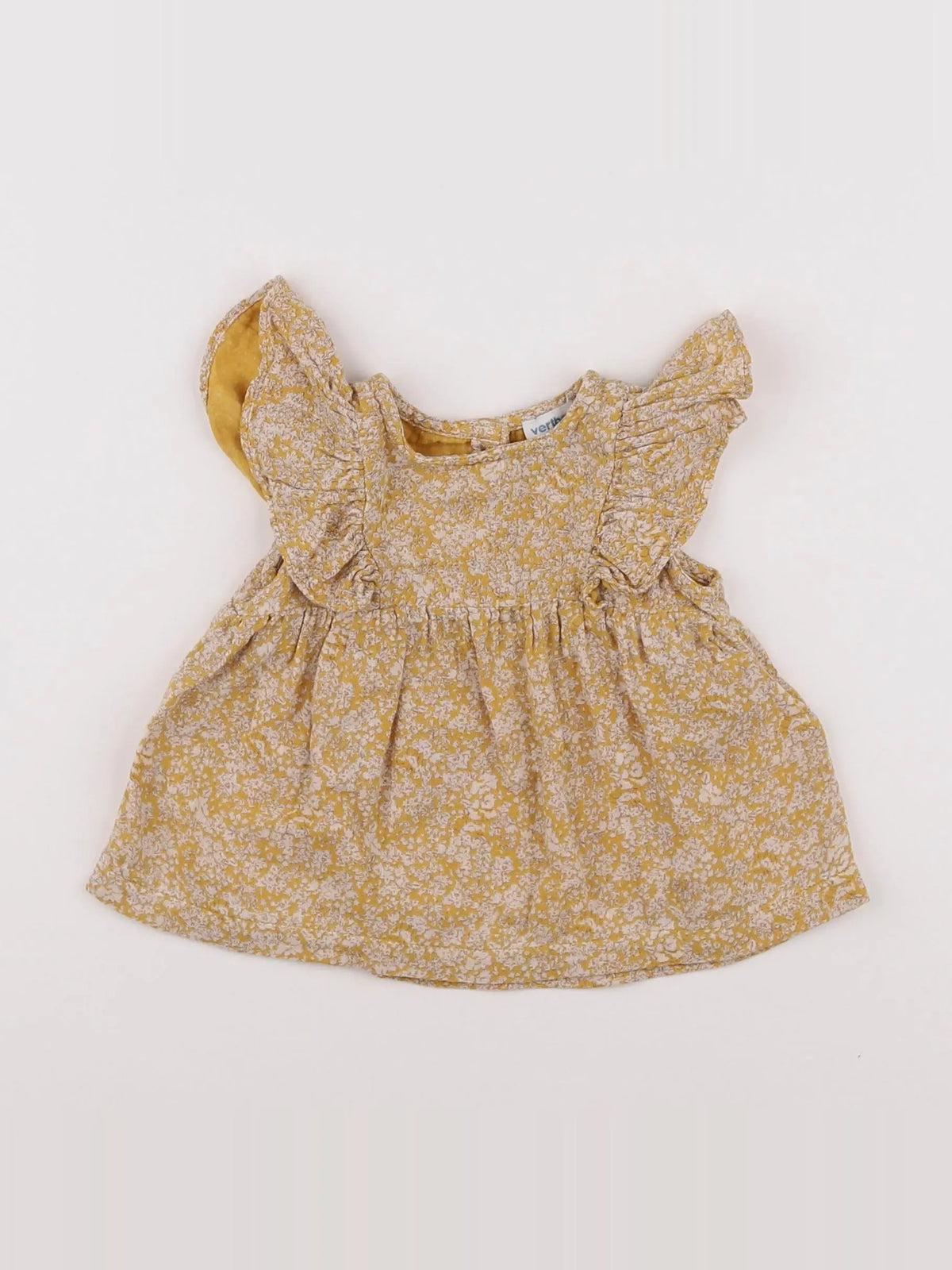 Vertbaudet - robe jaune, blanc - 6 mois