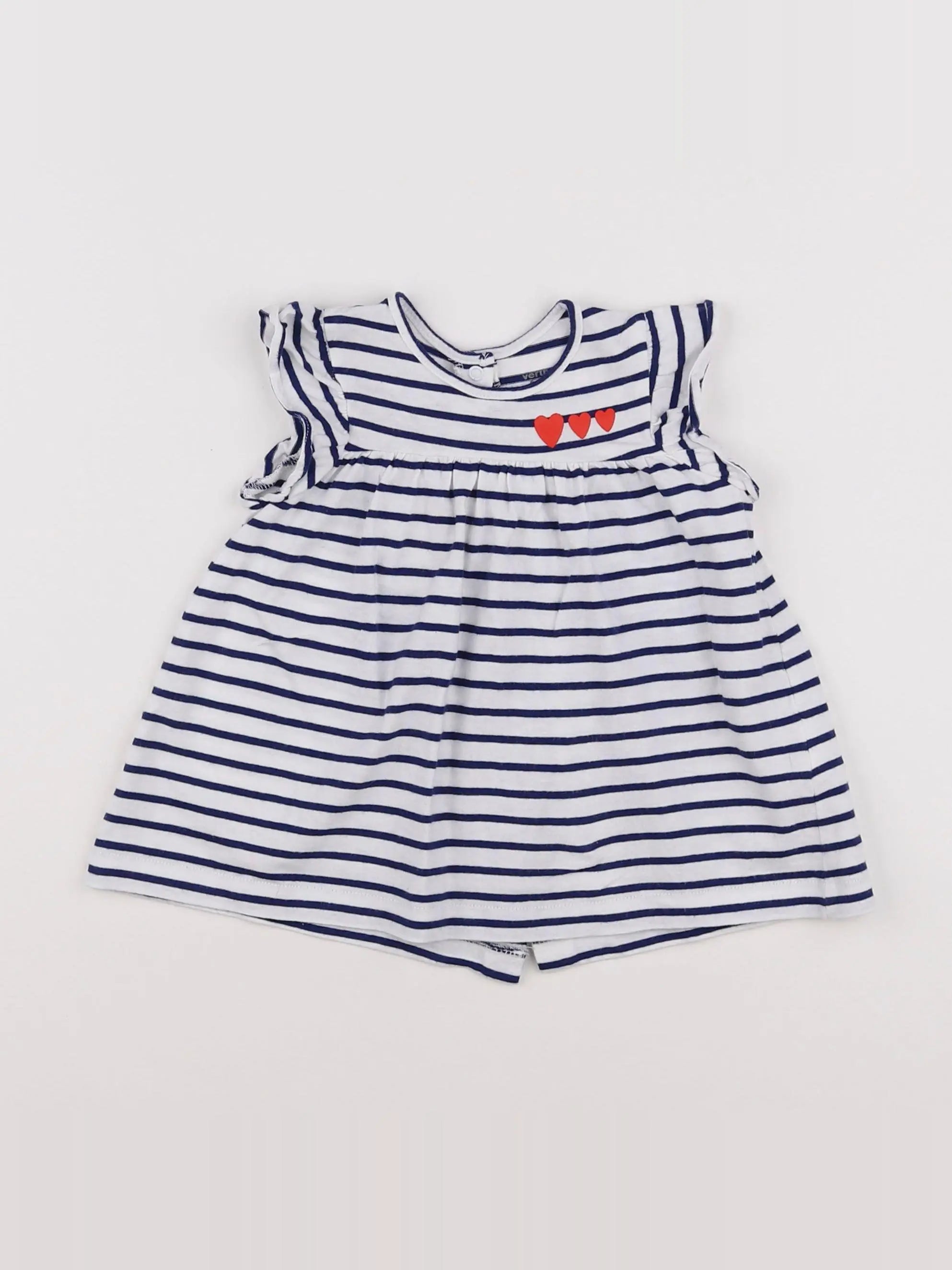 Vertbaudet - robe blanc, bleu - 6 mois