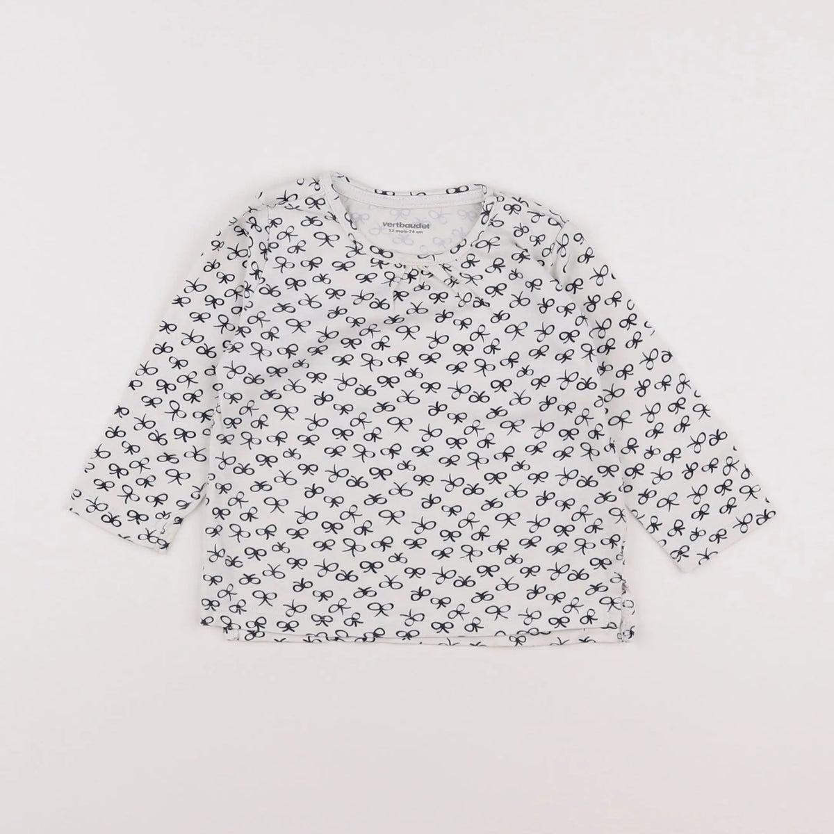 Vertbaudet - tee-shirt blanc, bleu - 12 mois