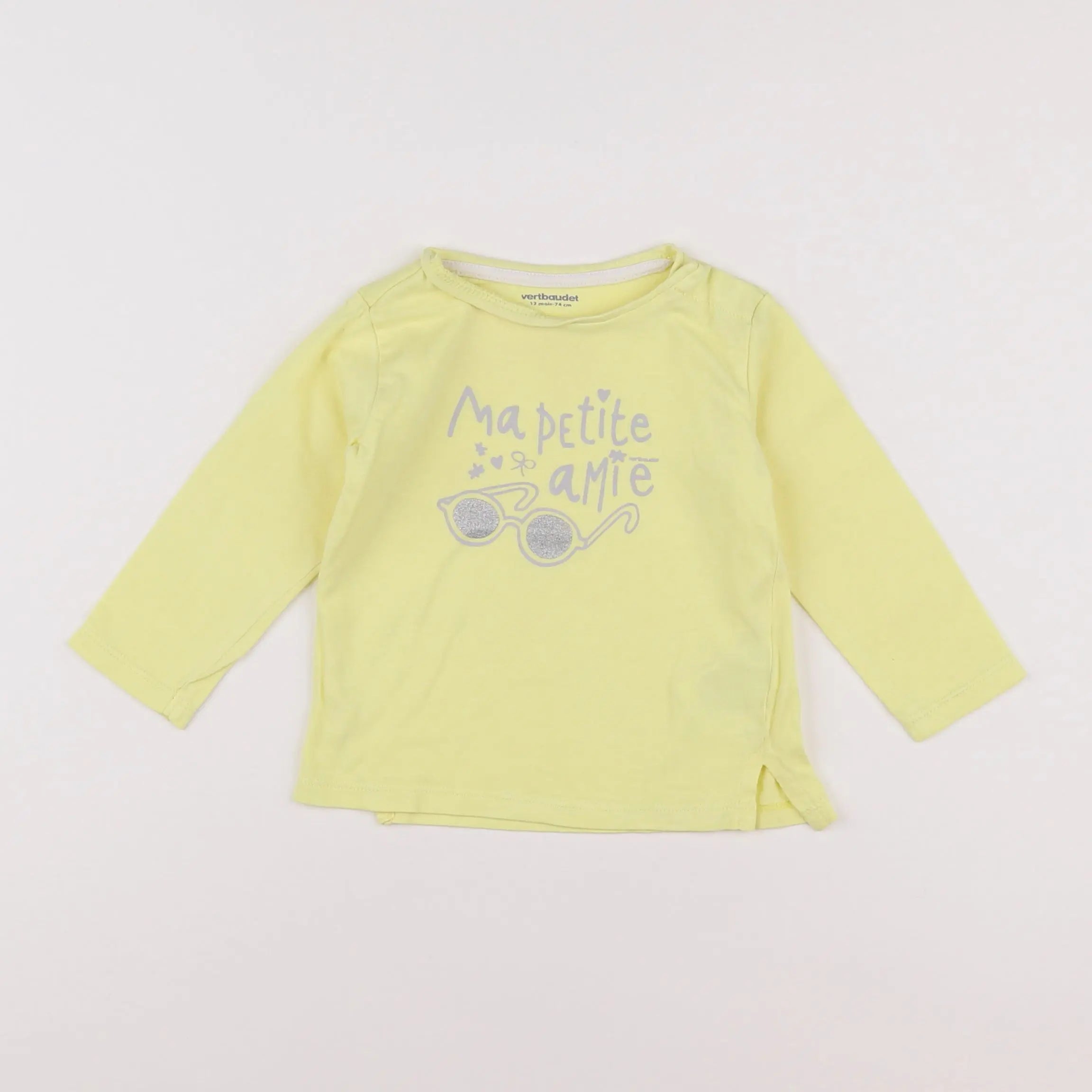 Vertbaudet - tee-shirt jaune - 12 mois