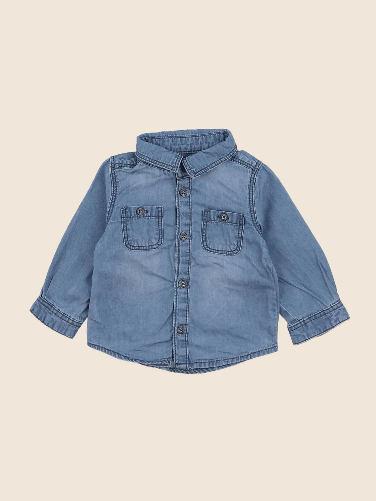 Vertbaudet - chemise bleu - 9 mois