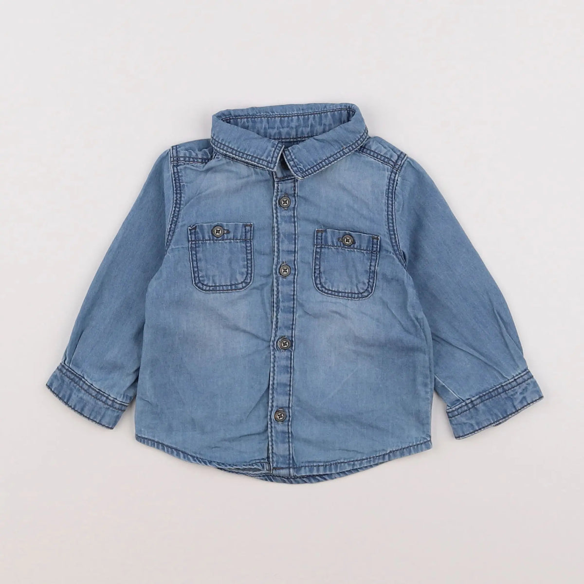 Vertbaudet - chemise bleu - 9 mois