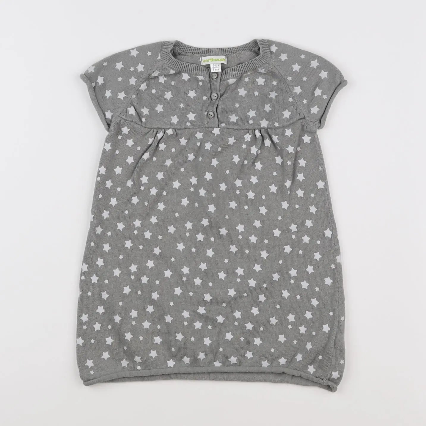 Vertbaudet - robe gris, blanc - 3 ans