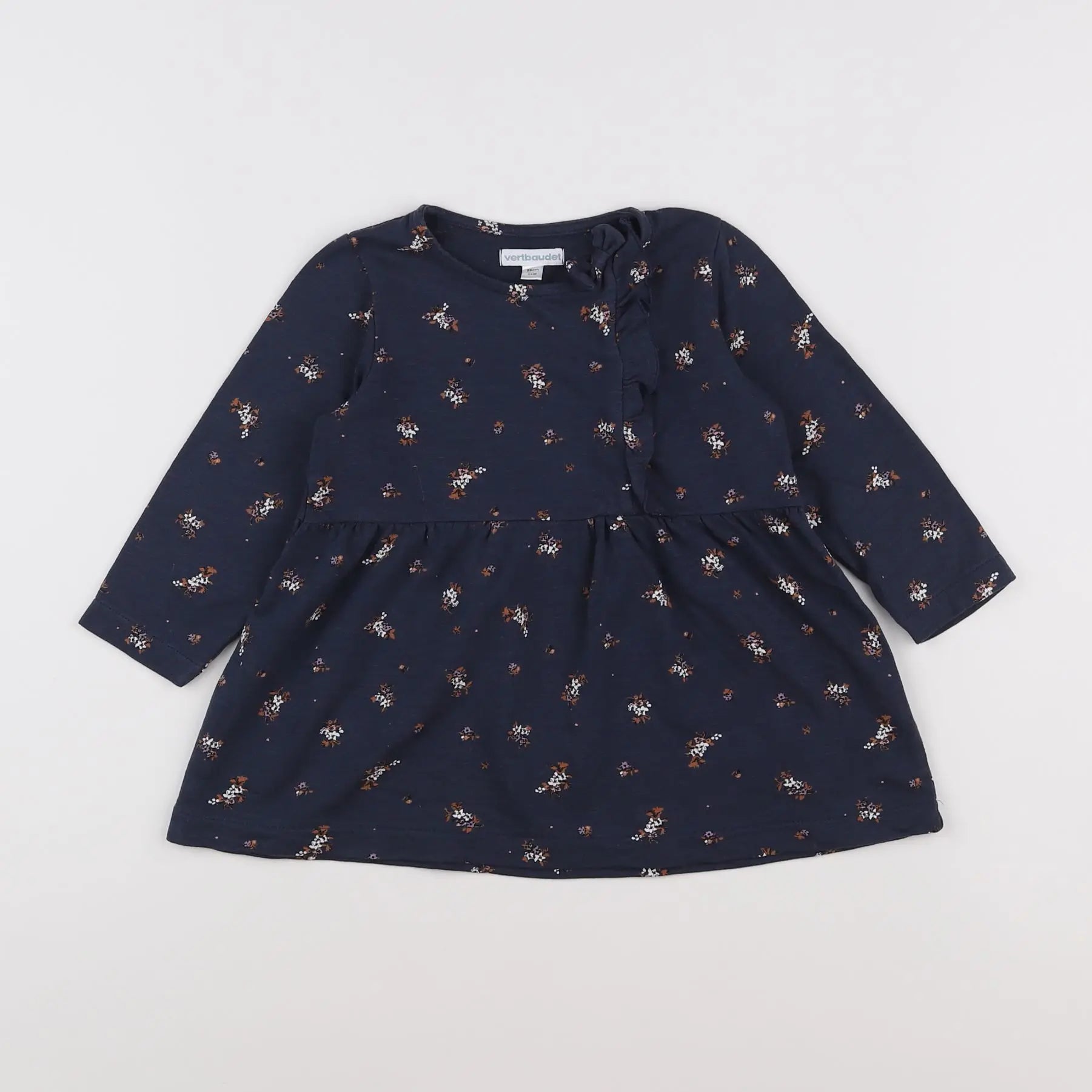 Vertbaudet - robe bleu, marron - 2 ans