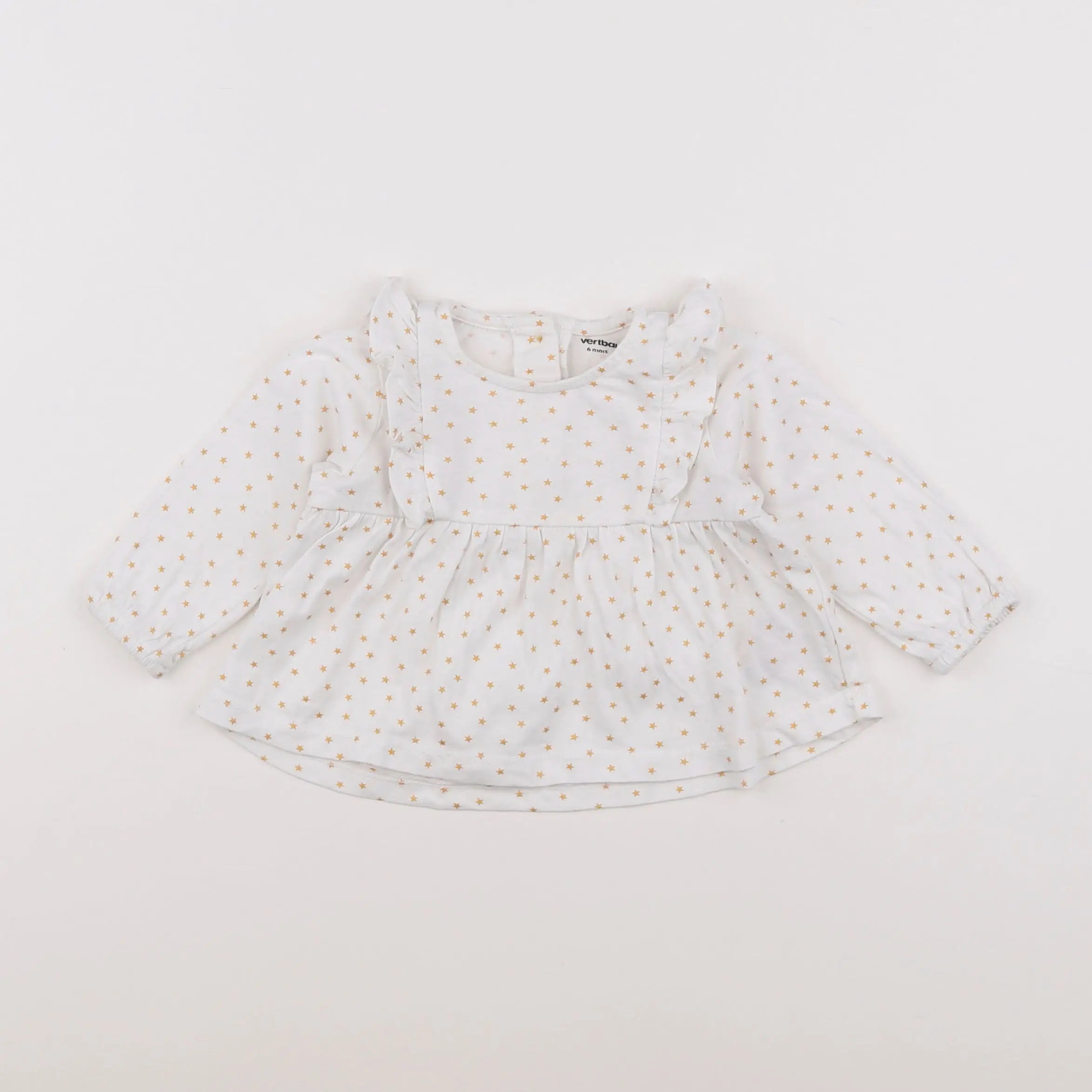 Vertbaudet - tee-shirt blanc, or - 6 mois