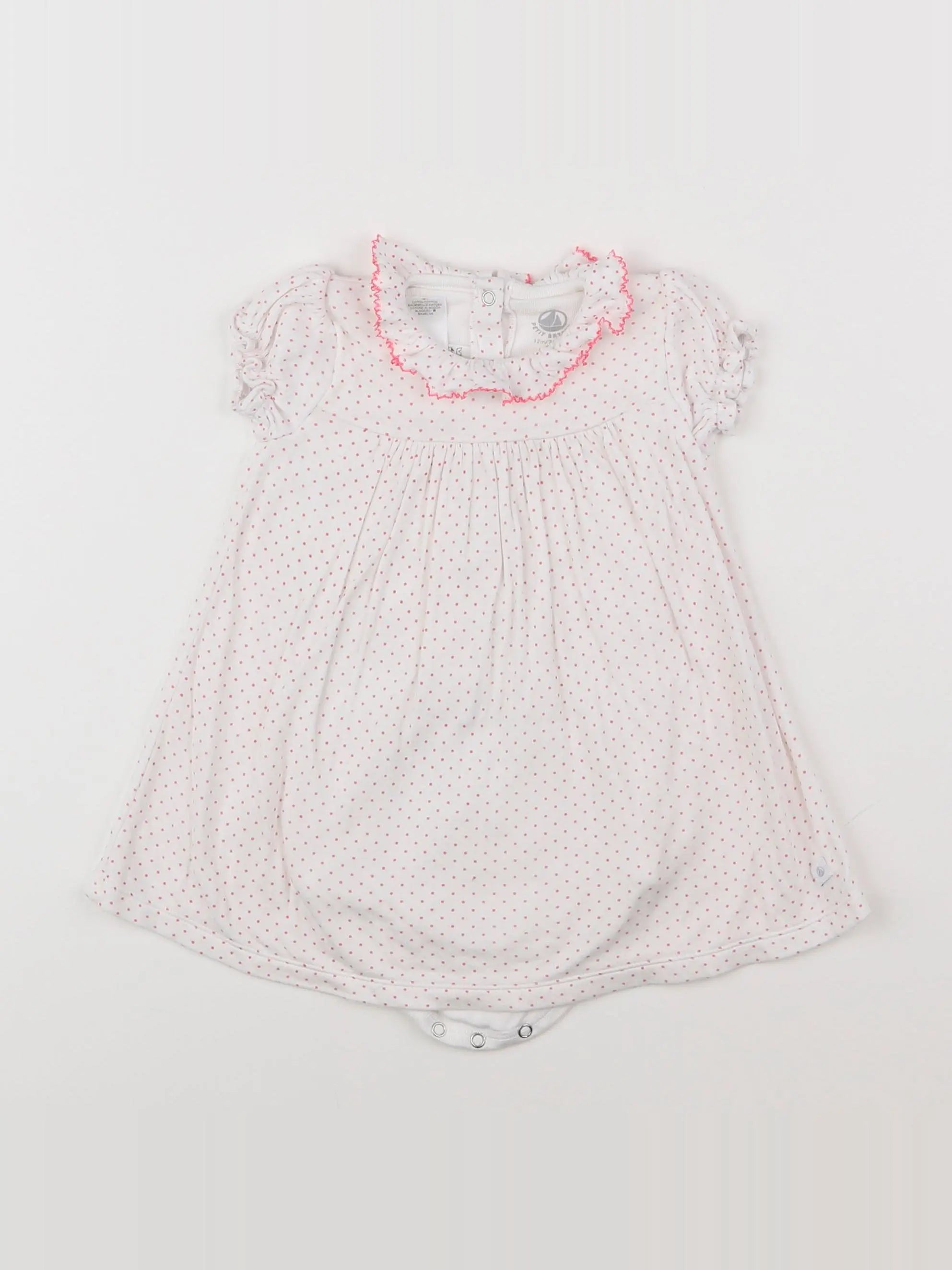 Petit Bateau - body robe rose - 12 mois
