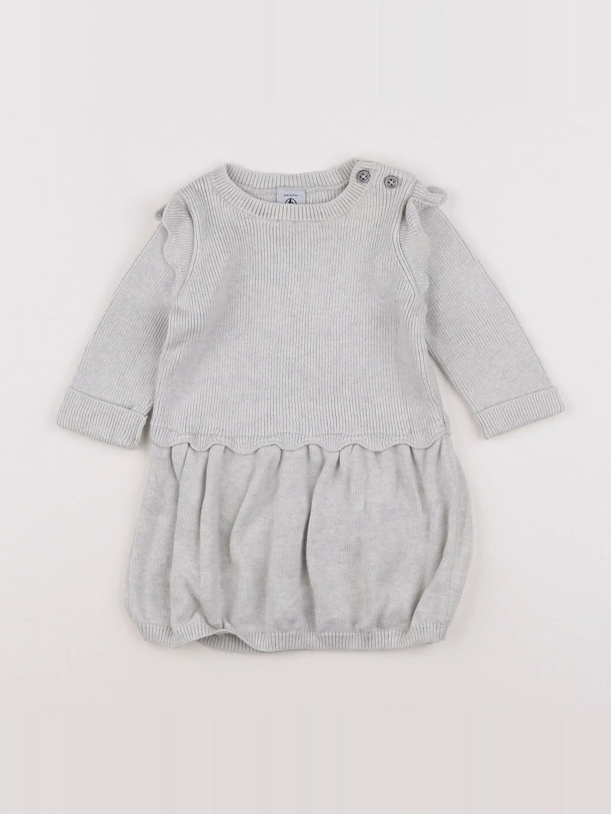 Petit Bateau - robe gris - 6 mois
