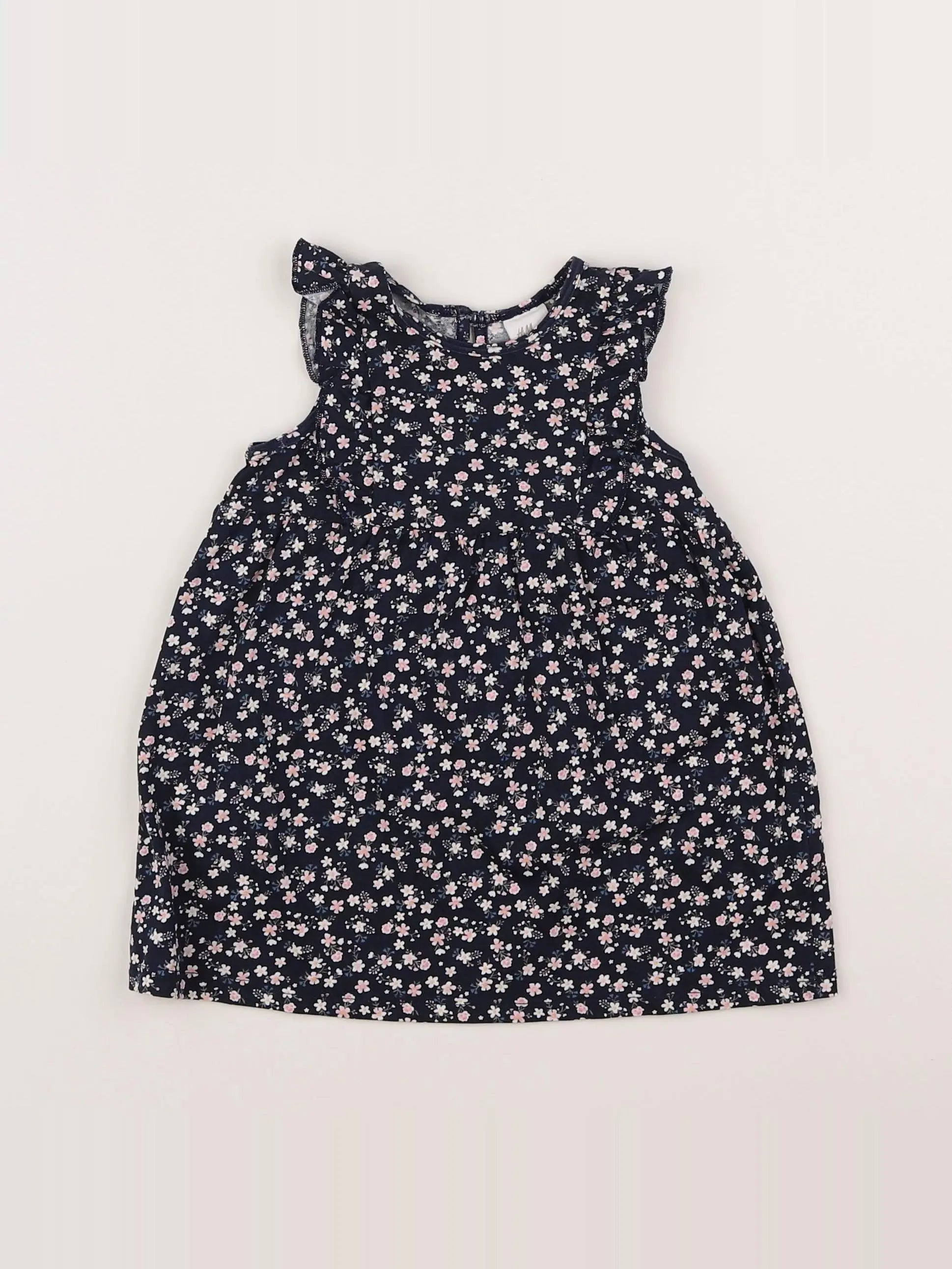 H&M - robe blanc, bleu - 6/9 mois