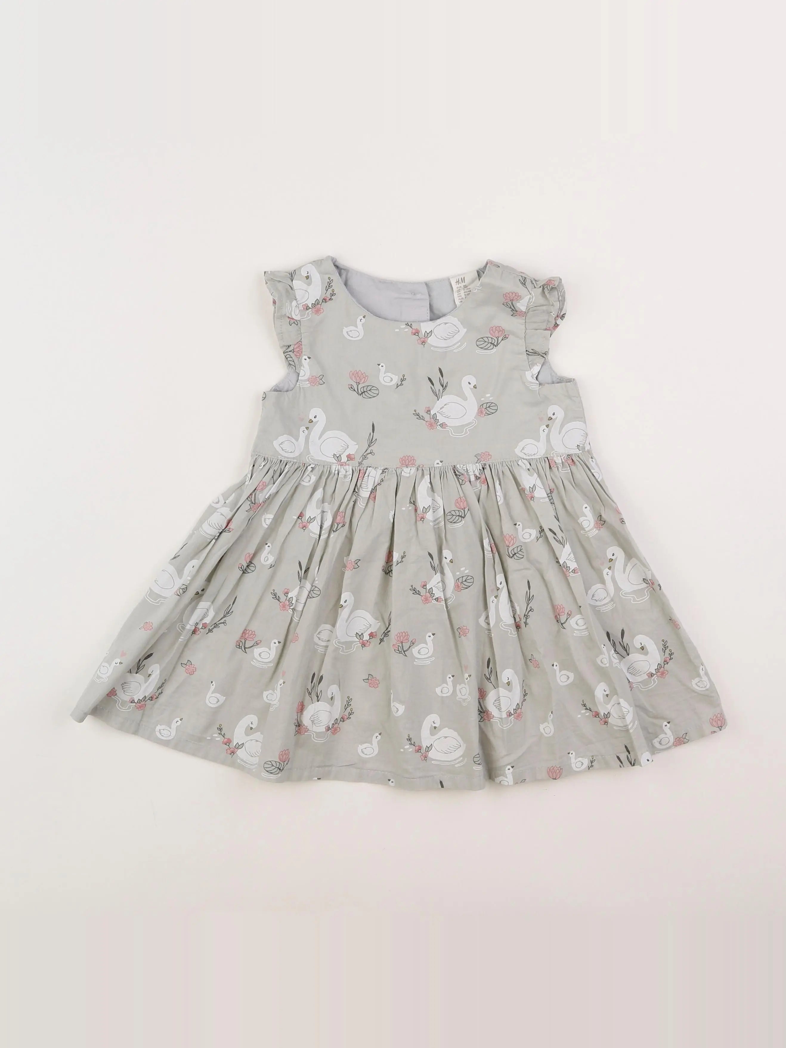 H&M - robe gris, blanc - 9/12 mois