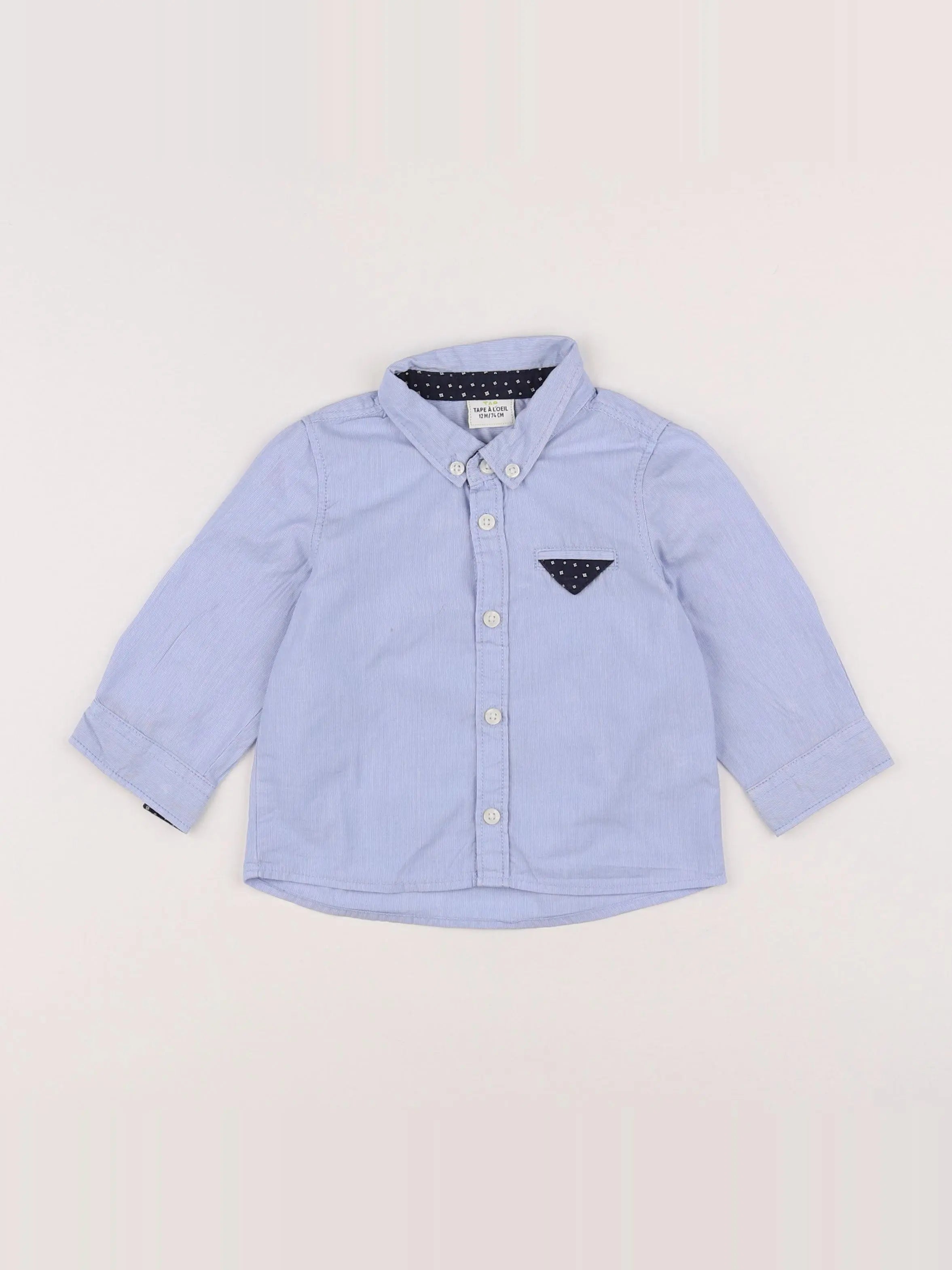 Tape à l'oeil - chemise bleu, blanc - 12 mois