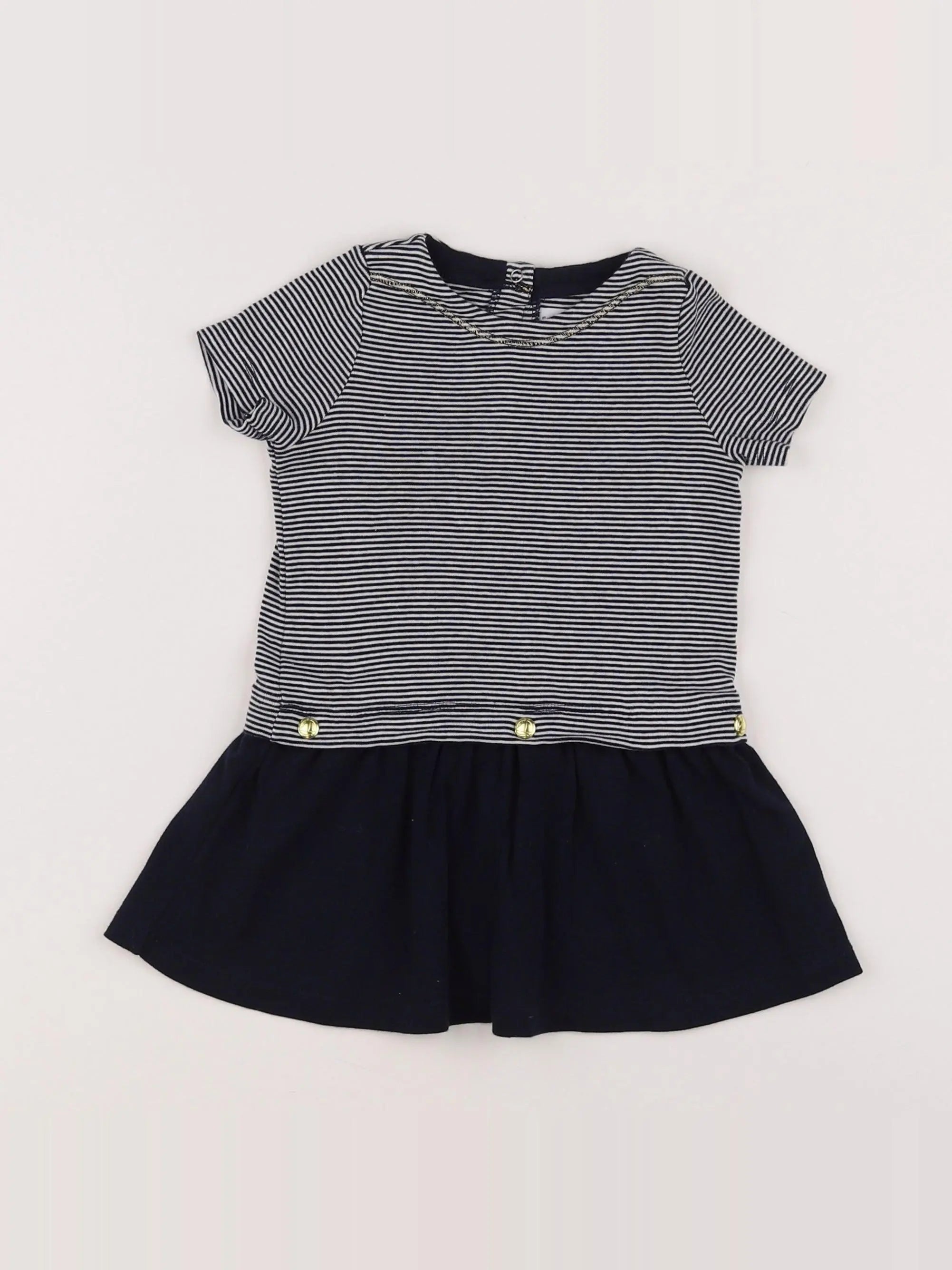 Petit Bateau - robe bleu, blanc - 12 mois