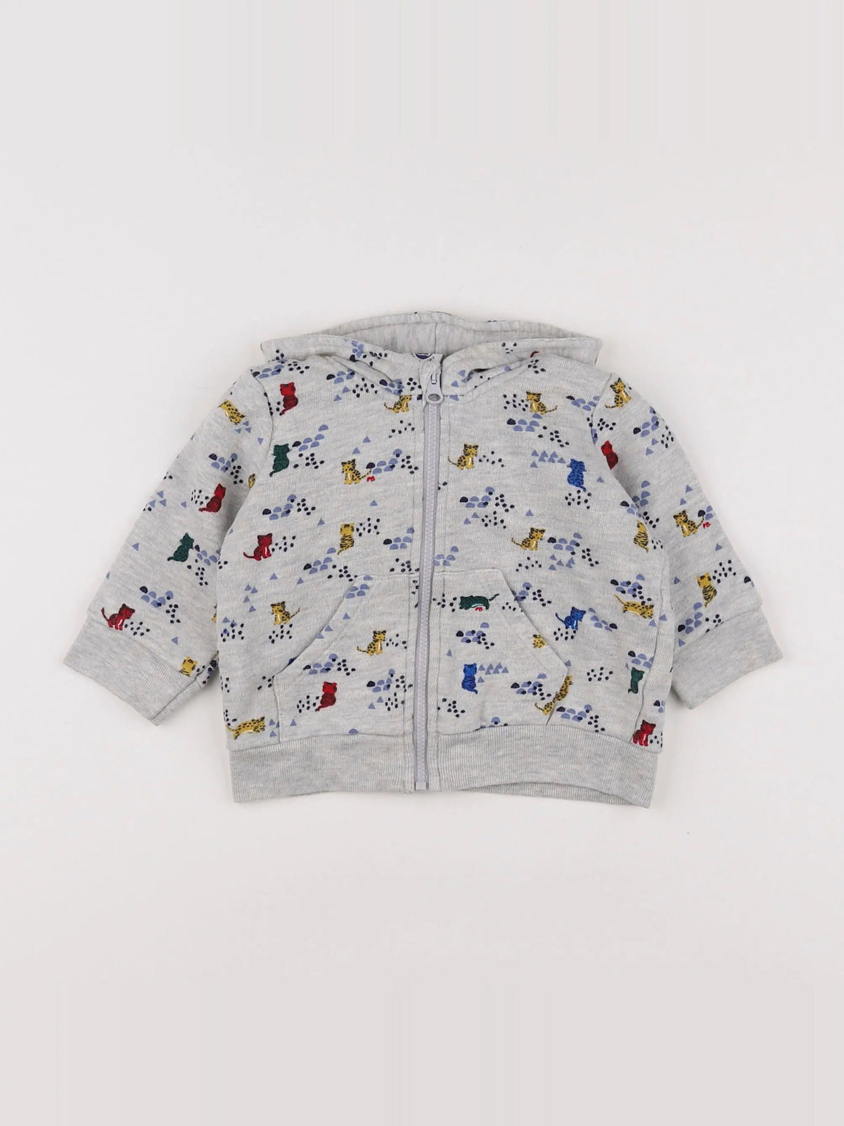 Petit Bateau - sweat gris, bleu - 6 mois