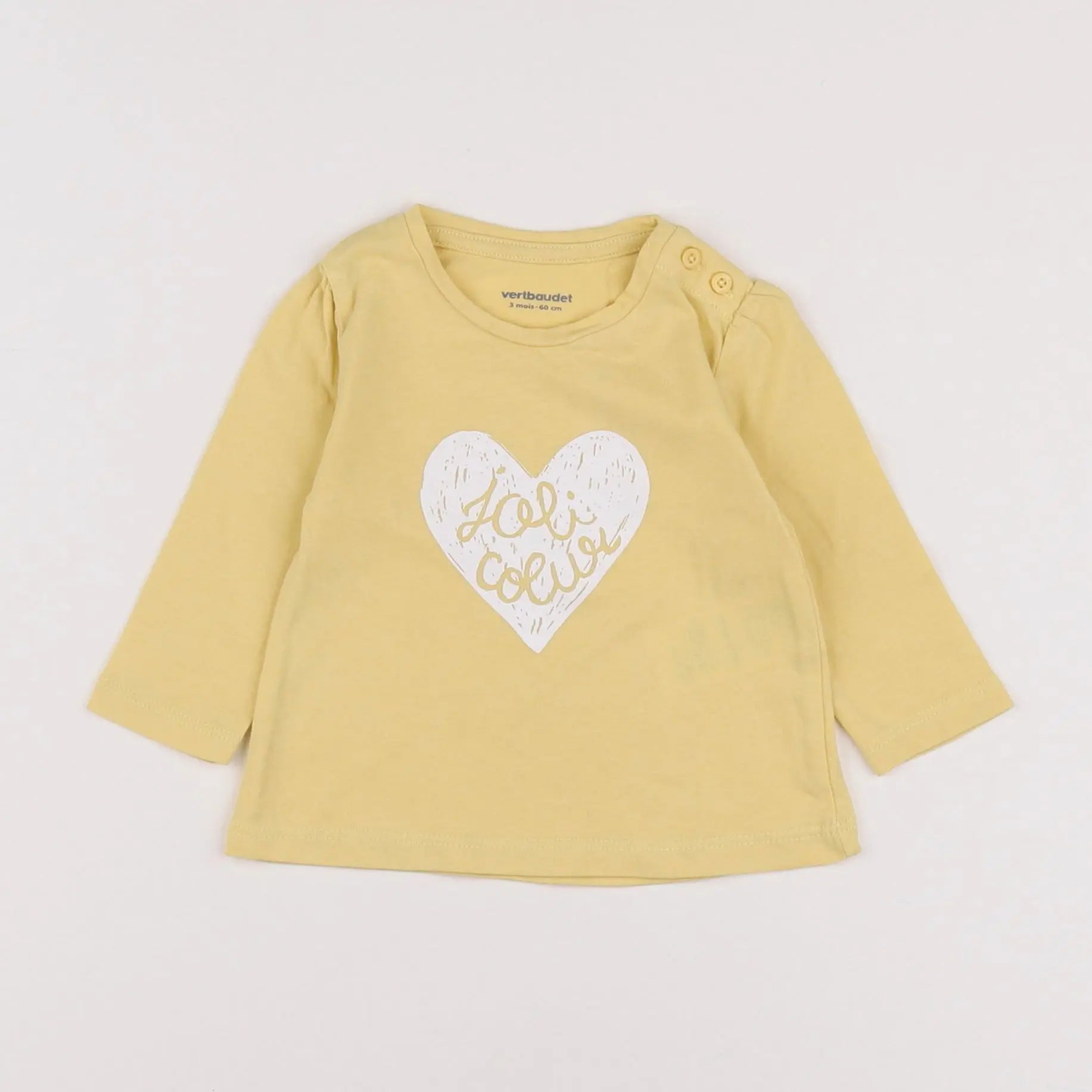 Vertbaudet - tee-shirt jaune - 3 mois
