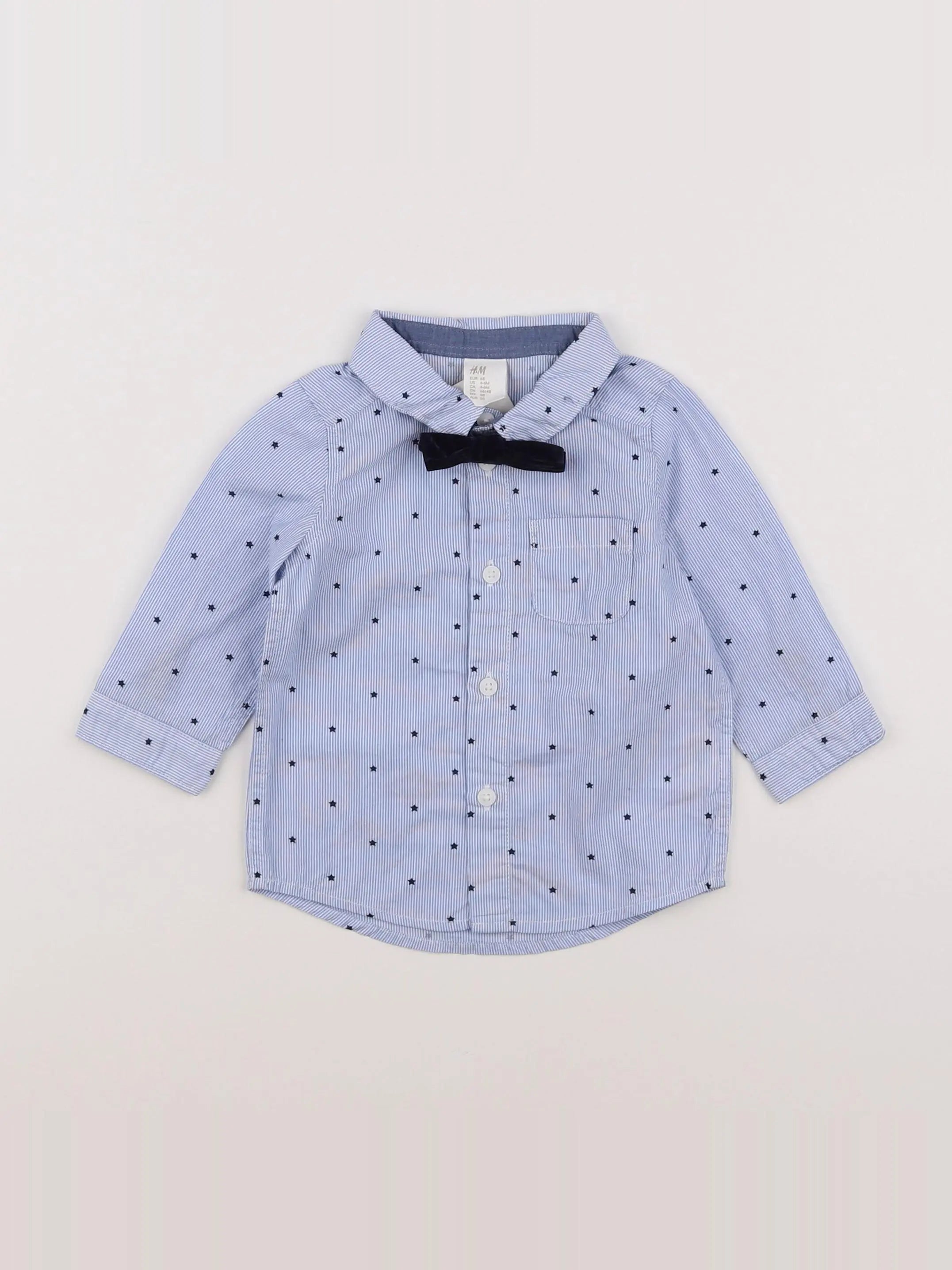 H&M - chemise bleu - 3/6 mois