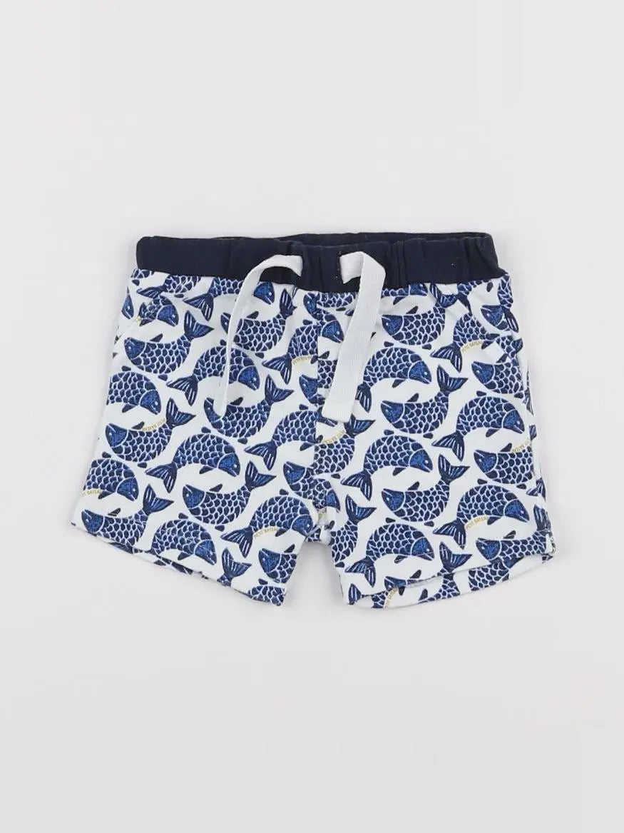 Petit Bateau - short bleu - 6 mois