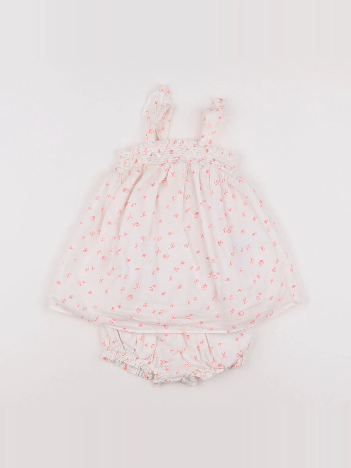 Vertbaudet - robe blanc, orange - 6 mois