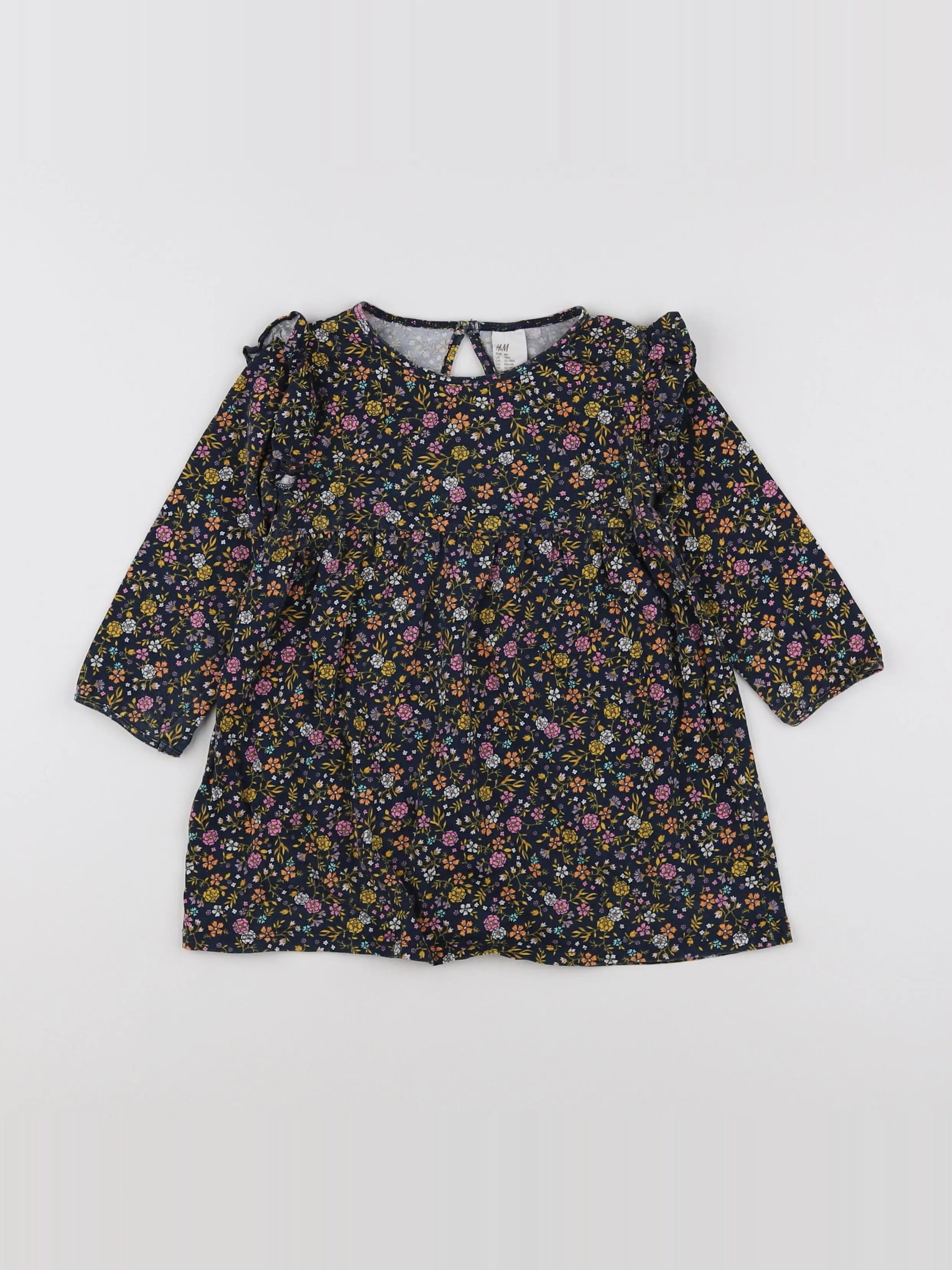 H&M - robe bleu, rose - 12/18 mois