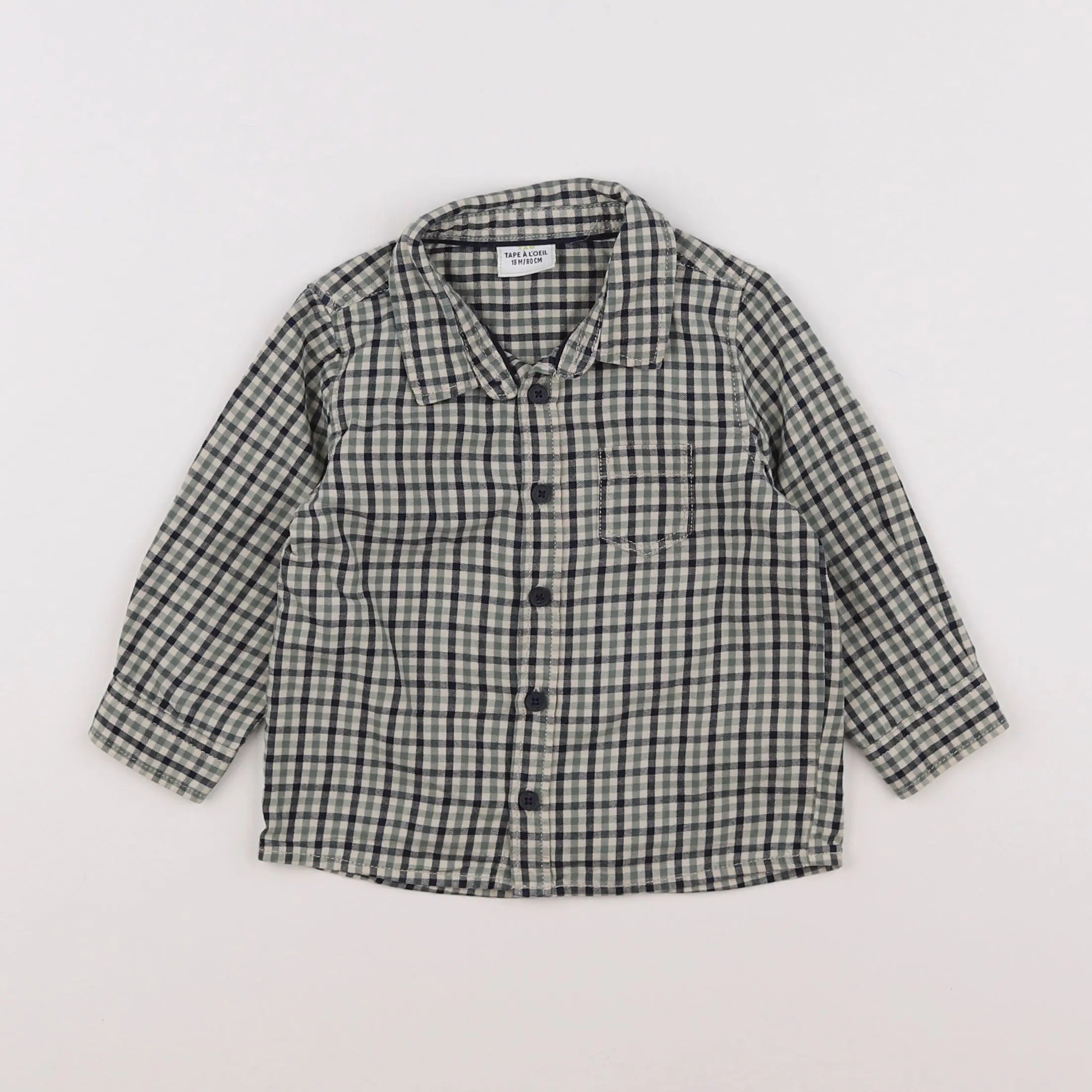 Vertbaudet - chemise bleu, vert - 18 mois