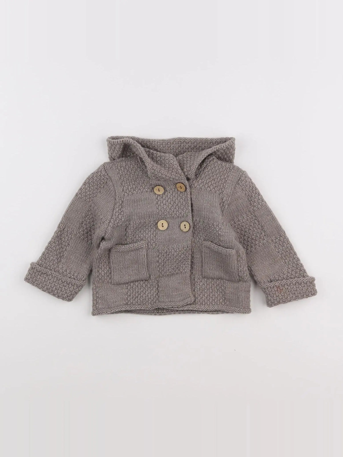 Bonnet à Pompon - veste marron - 6 mois