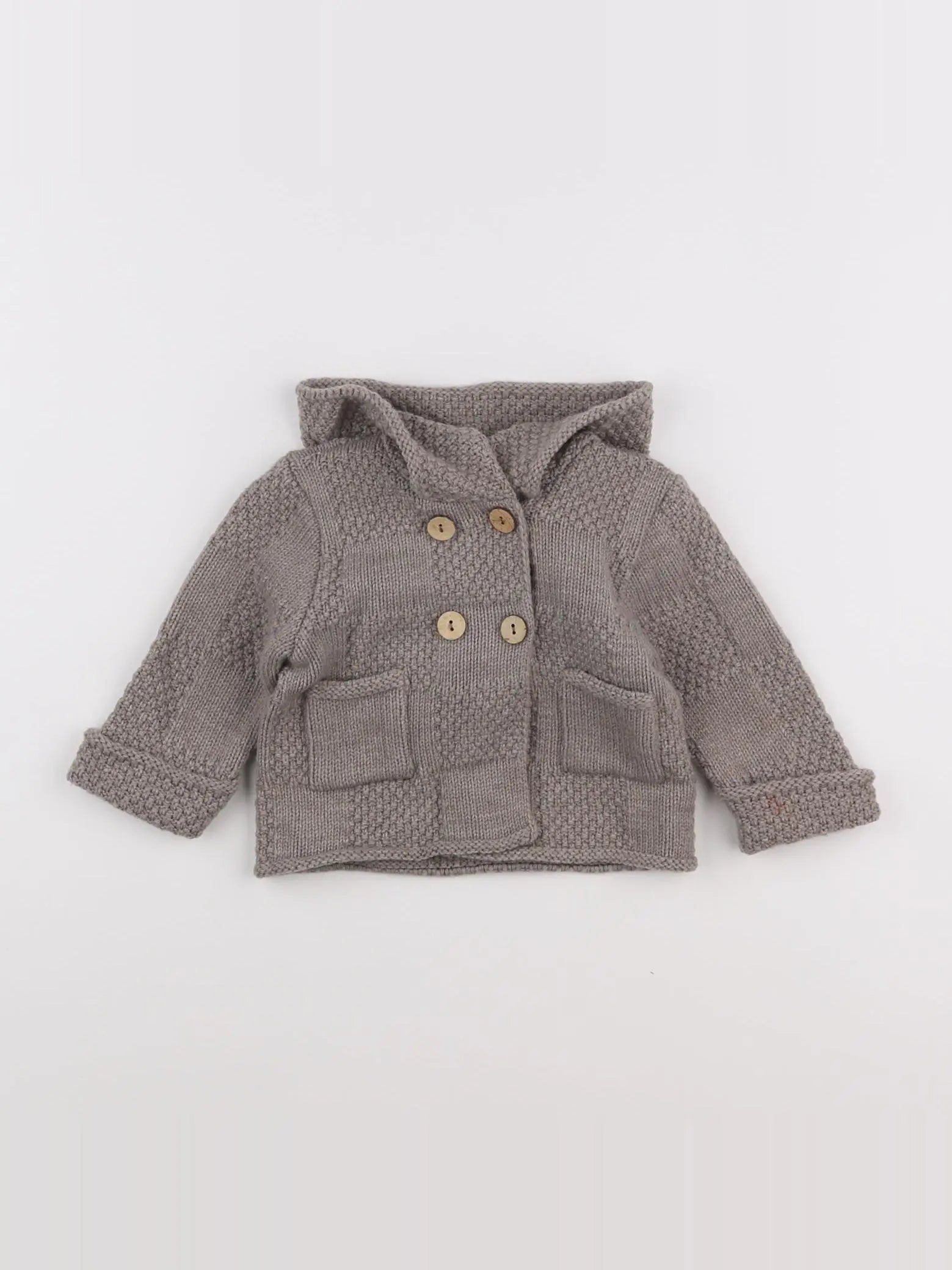 Bonnet à Pompon - veste marron - 6 mois