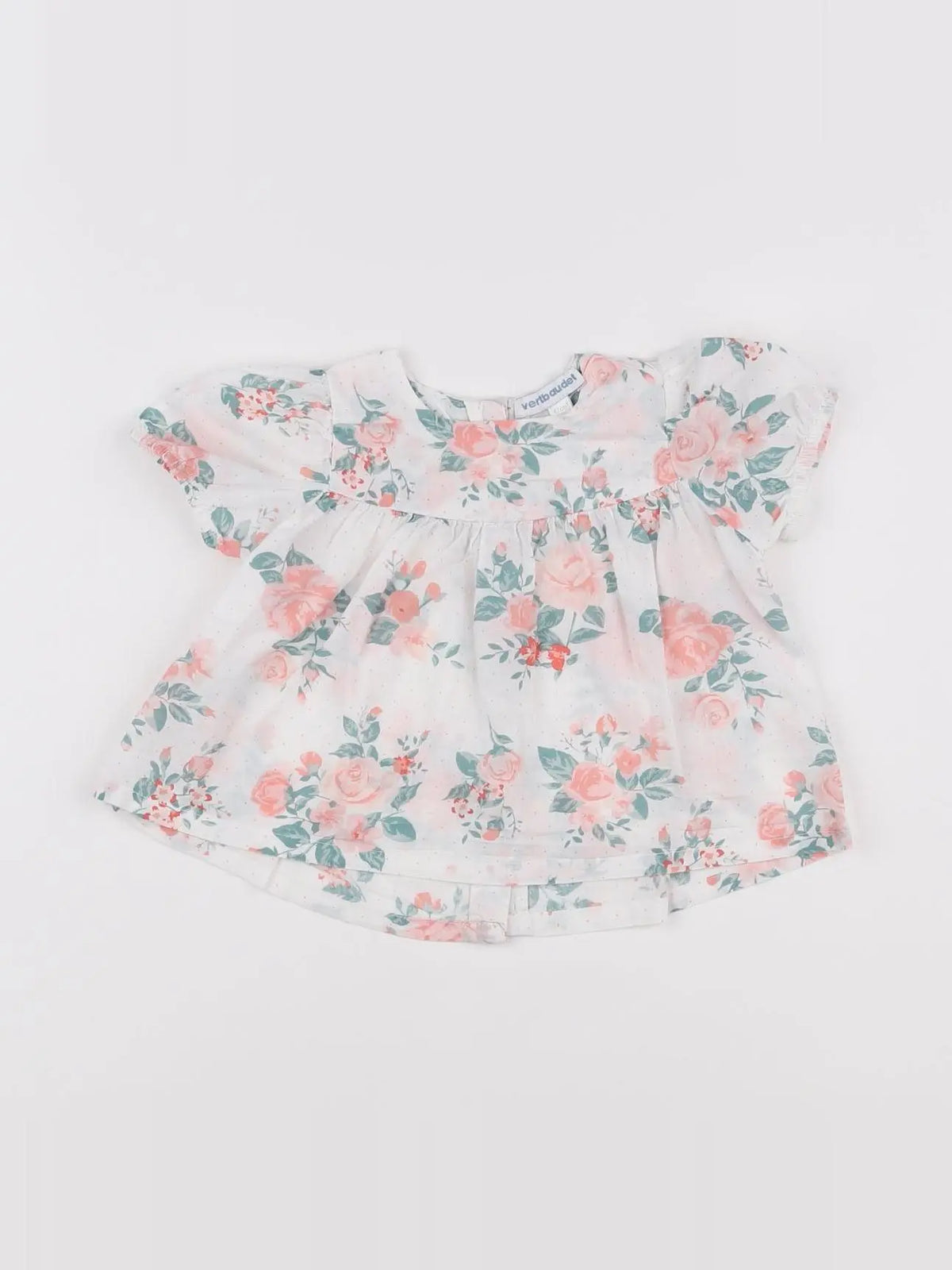 Vertbaudet - blouse blanc, rose - 6 mois