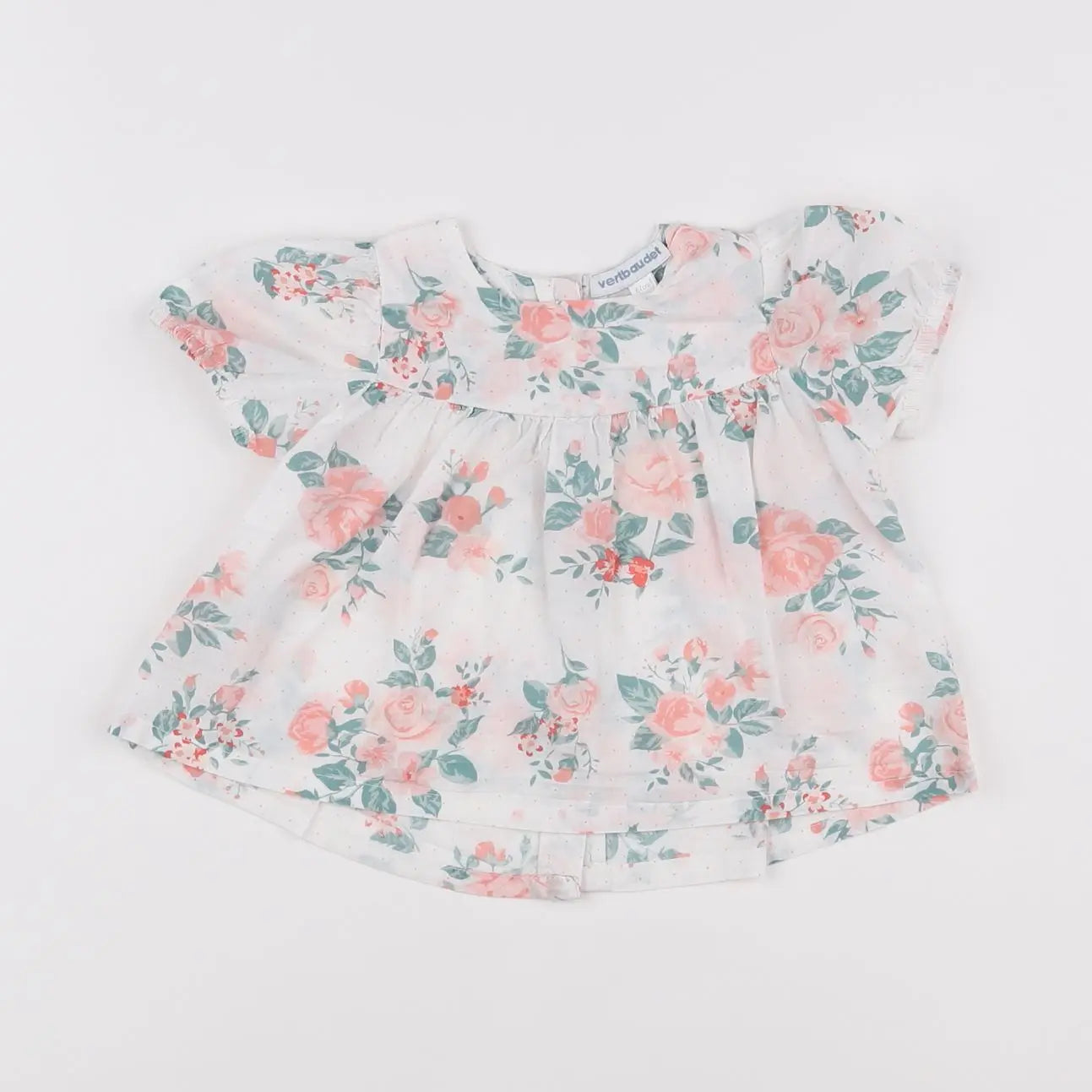 Vertbaudet - blouse blanc, rose - 6 mois