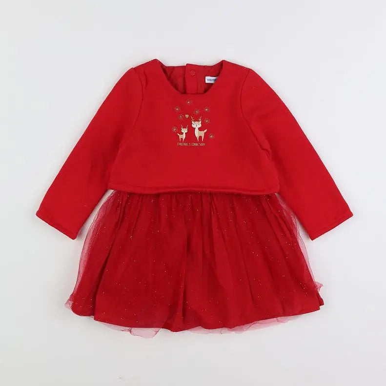 Vertbaudet - robe rouge - 12 mois