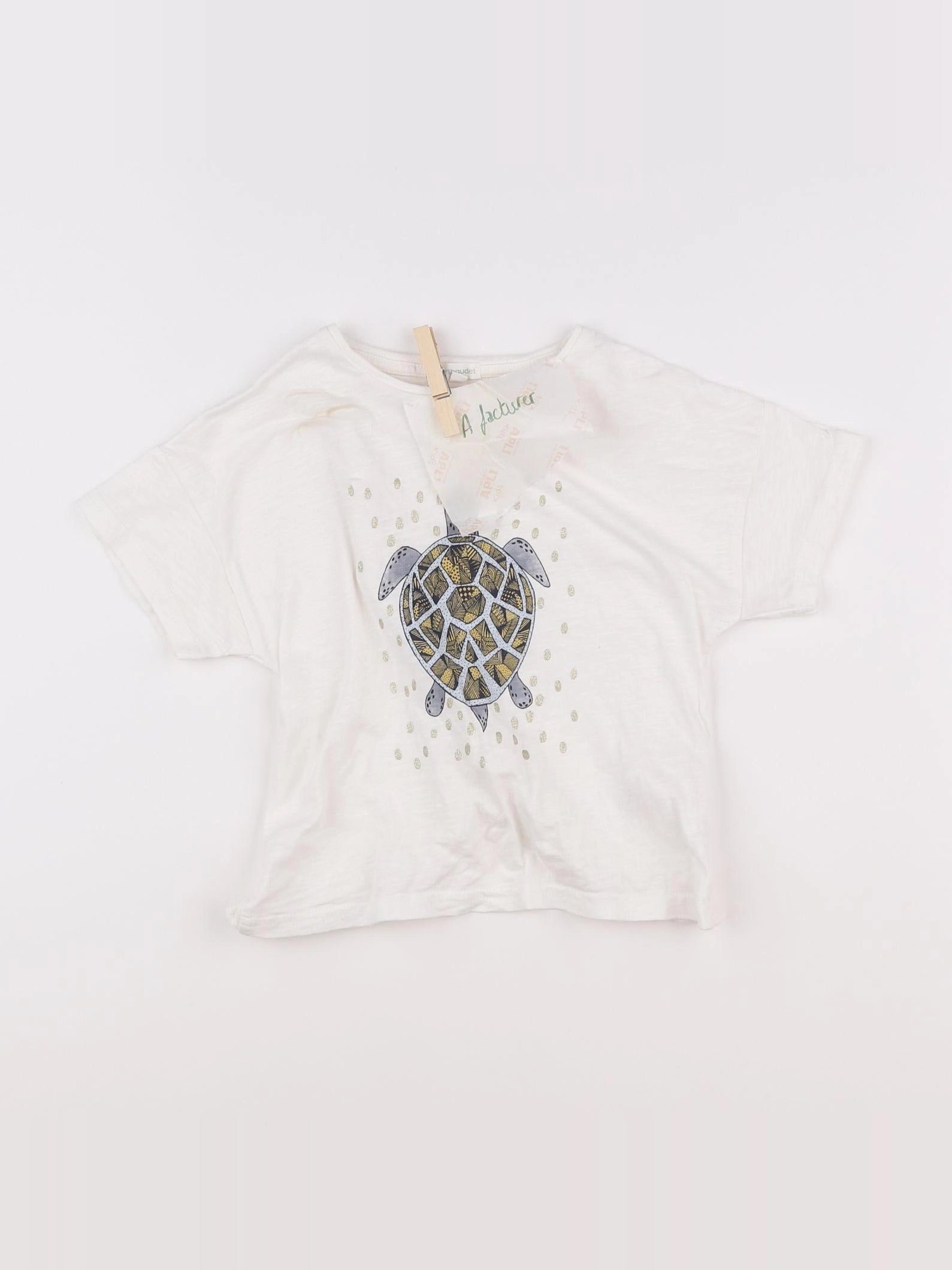 Vertbaudet - tee-shirt blanc, vert - 5 ans