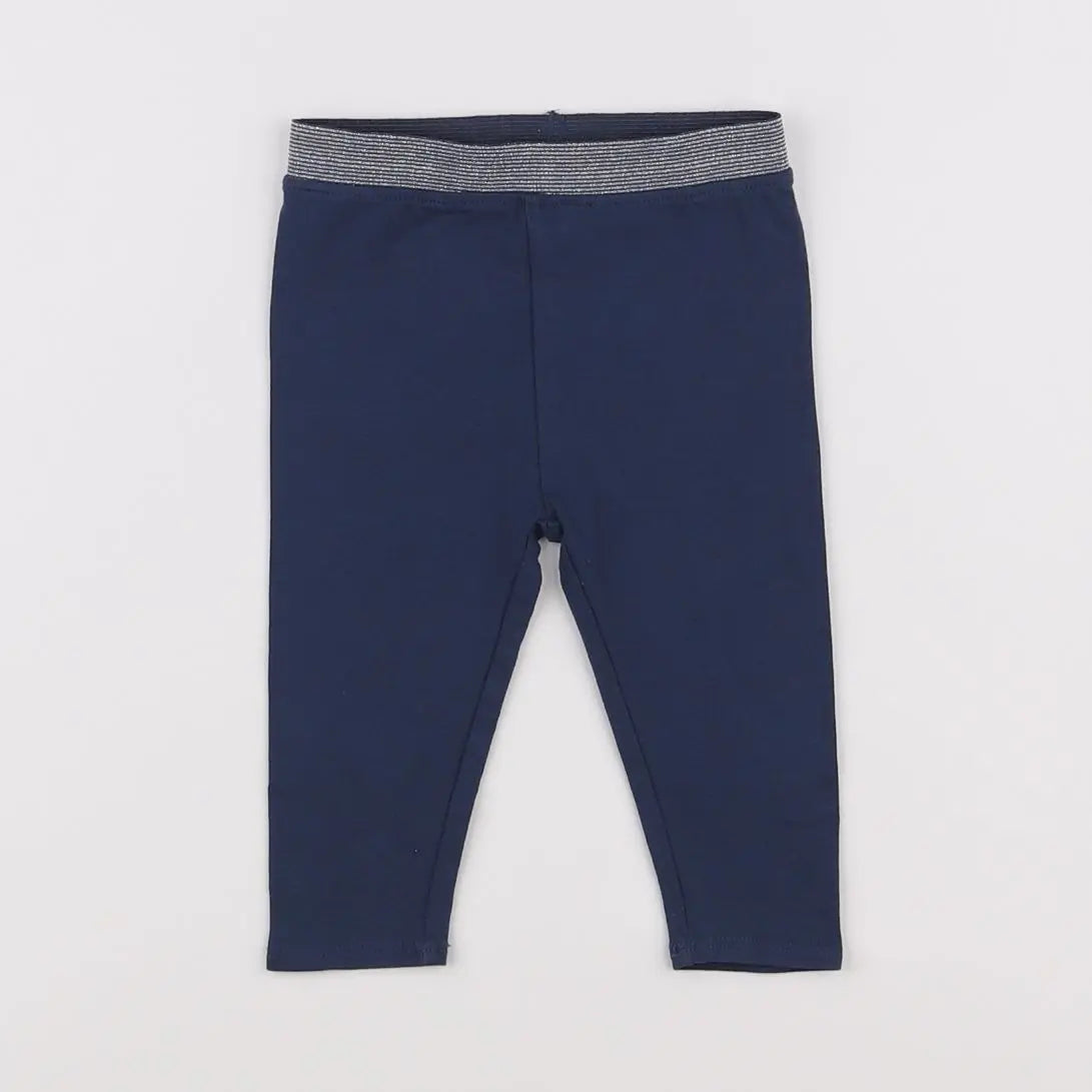 Vertbaudet - legging bleu, argent - 6 mois
