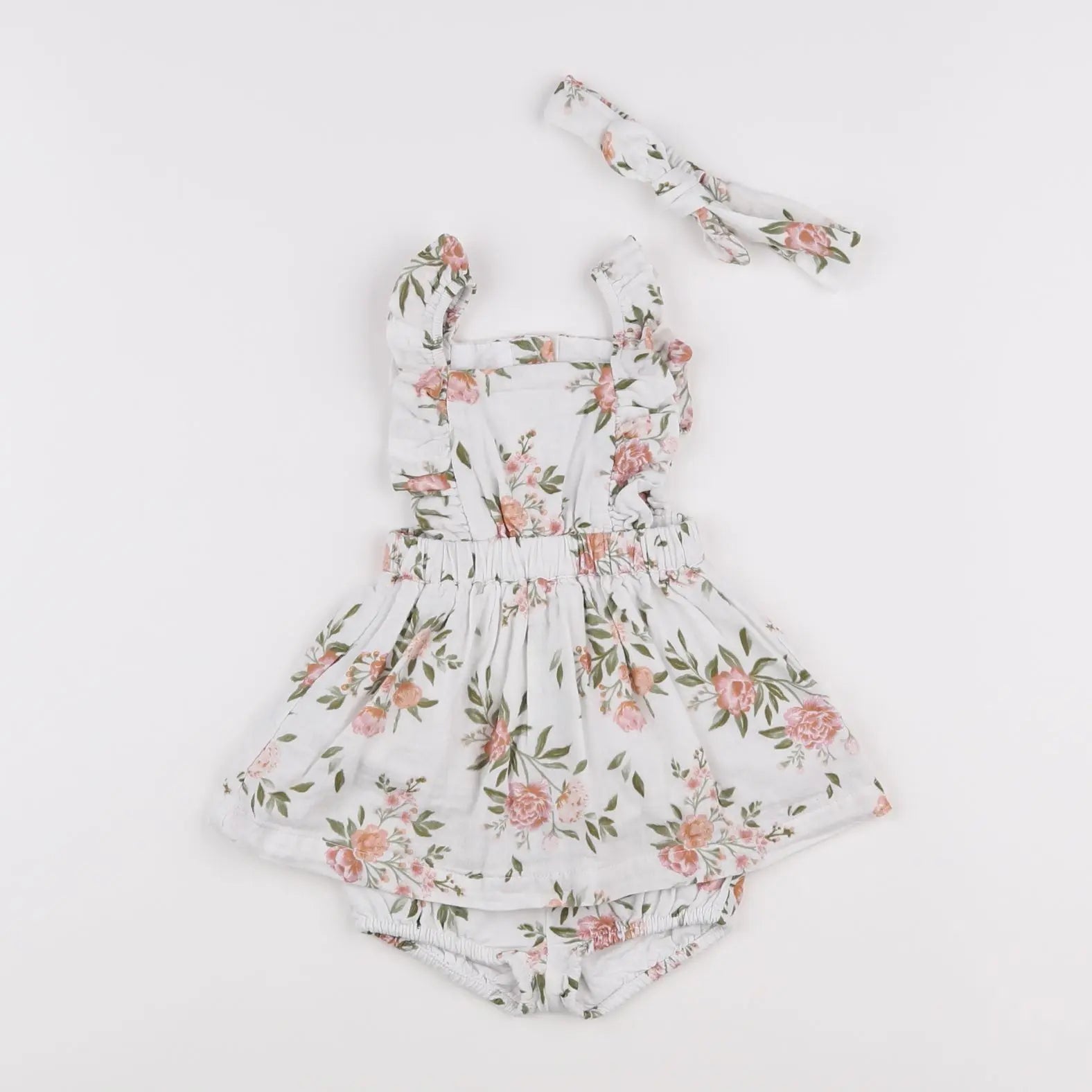 Vertbaudet - robe blanc, rose - 3 mois