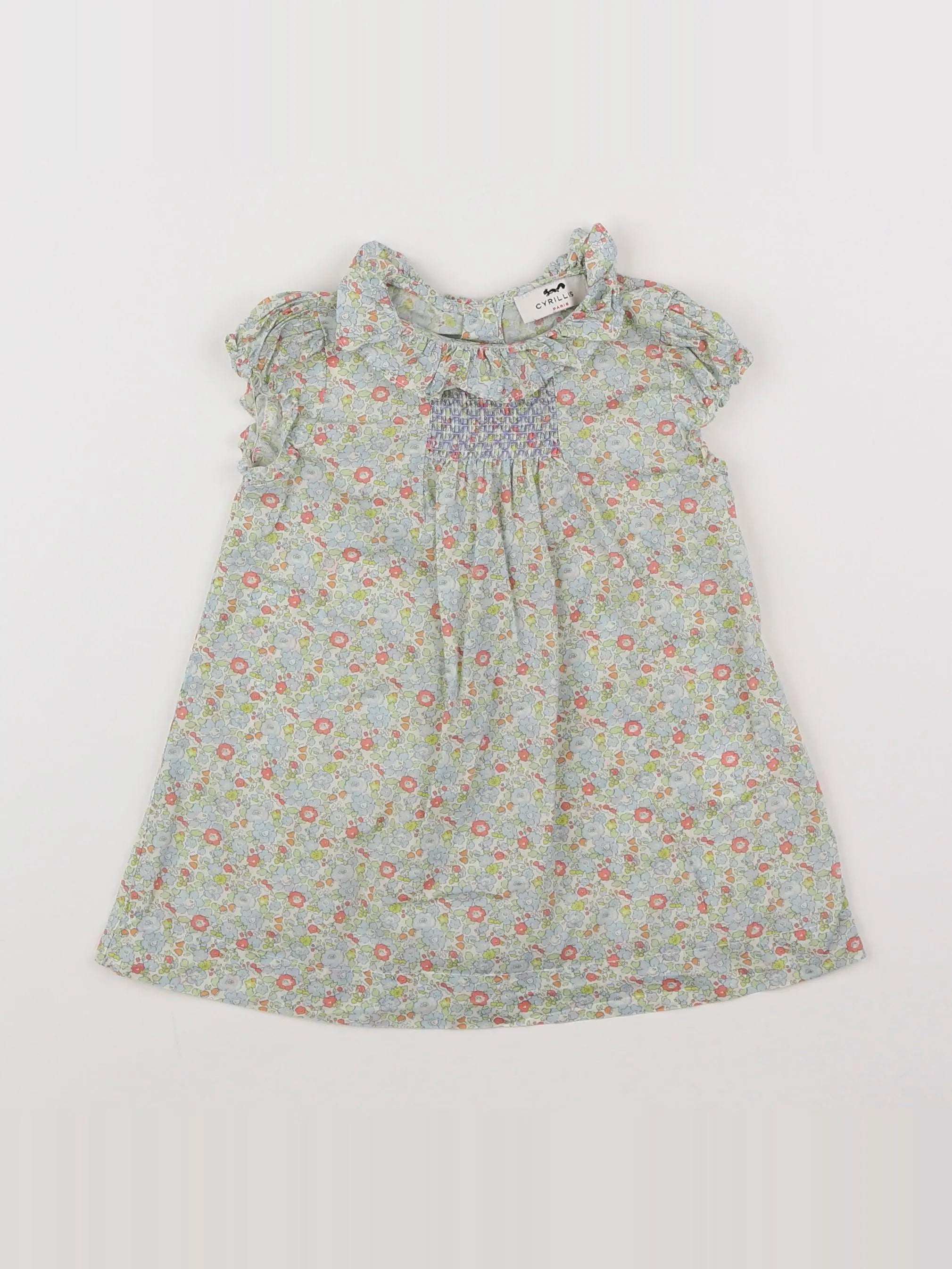 Cyrillus - robe blanc, vert - 12 mois