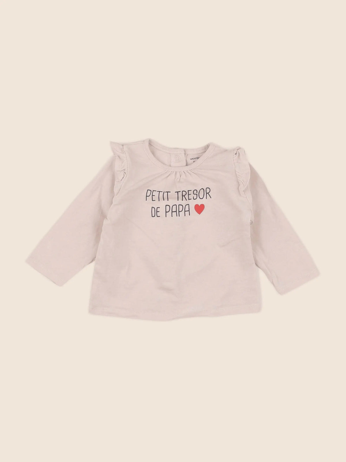 Vertbaudet - tee-shirt beige - 6 mois
