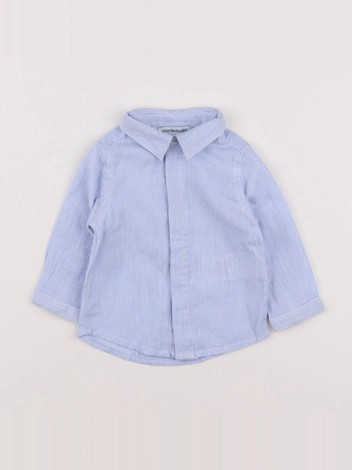 Vertbaudet - chemise blanc, bleu - 6 mois