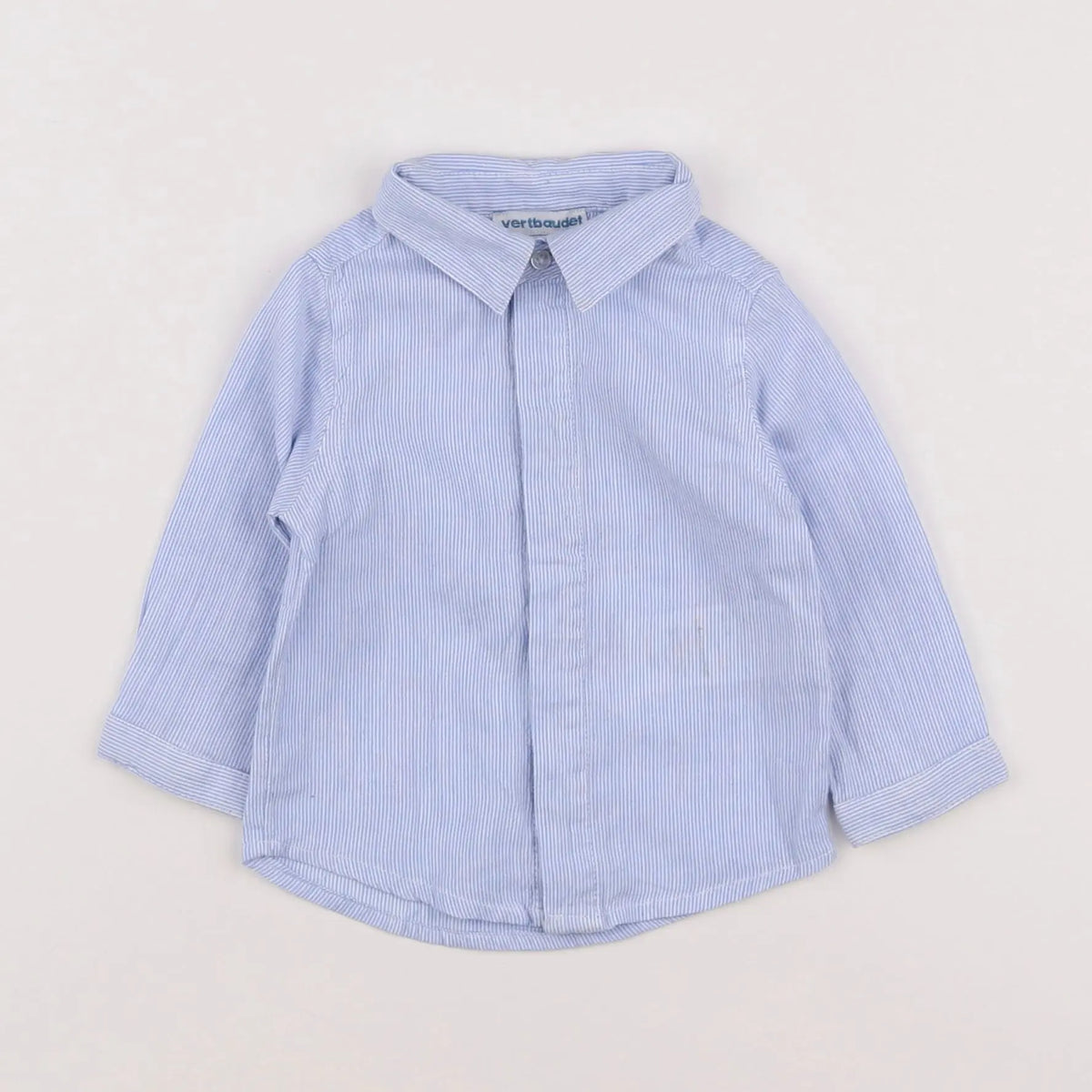 Vertbaudet - chemise blanc, bleu - 6 mois