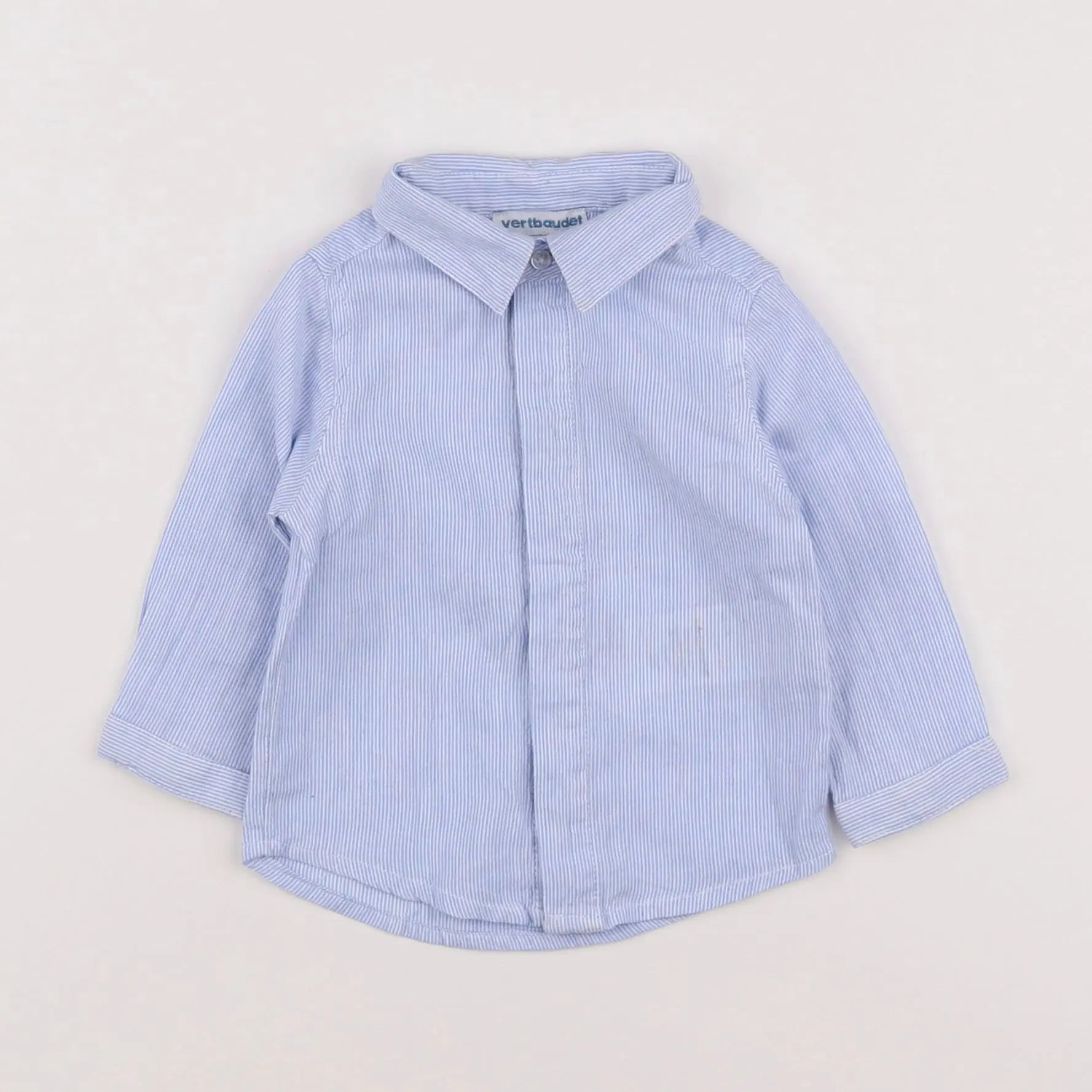 Vertbaudet - chemise blanc, bleu - 6 mois