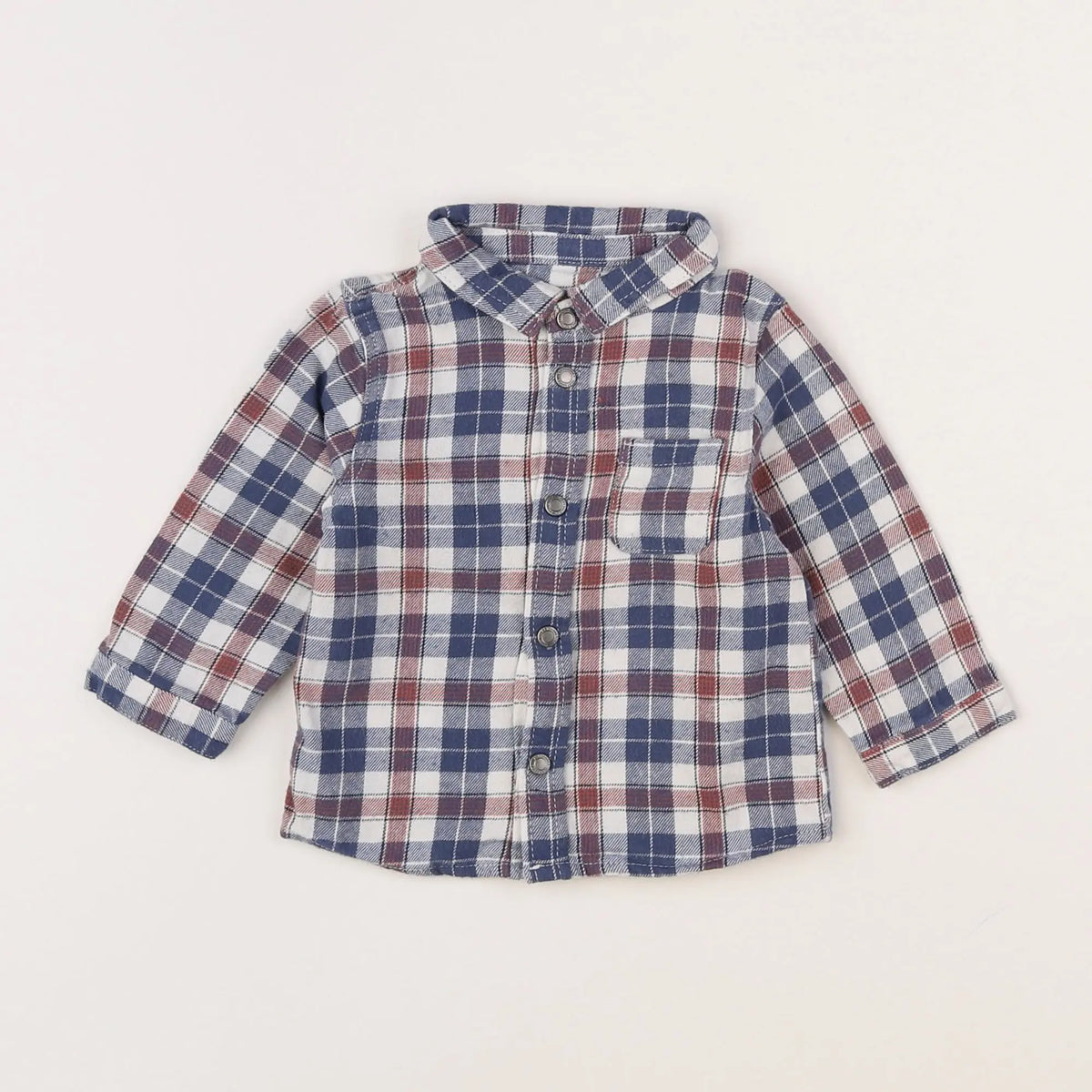 Vertbaudet - chemise bleu, blanc - 6 mois