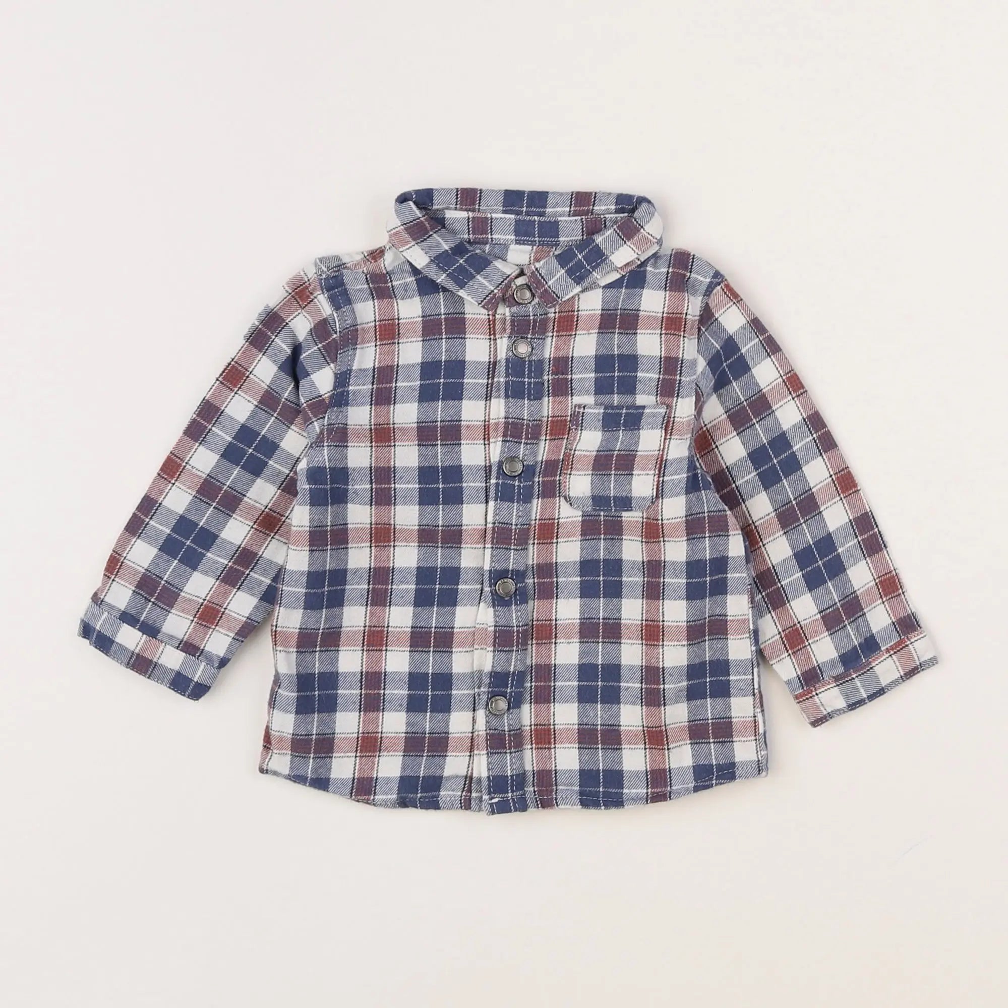 Vertbaudet - chemise bleu, blanc - 6 mois