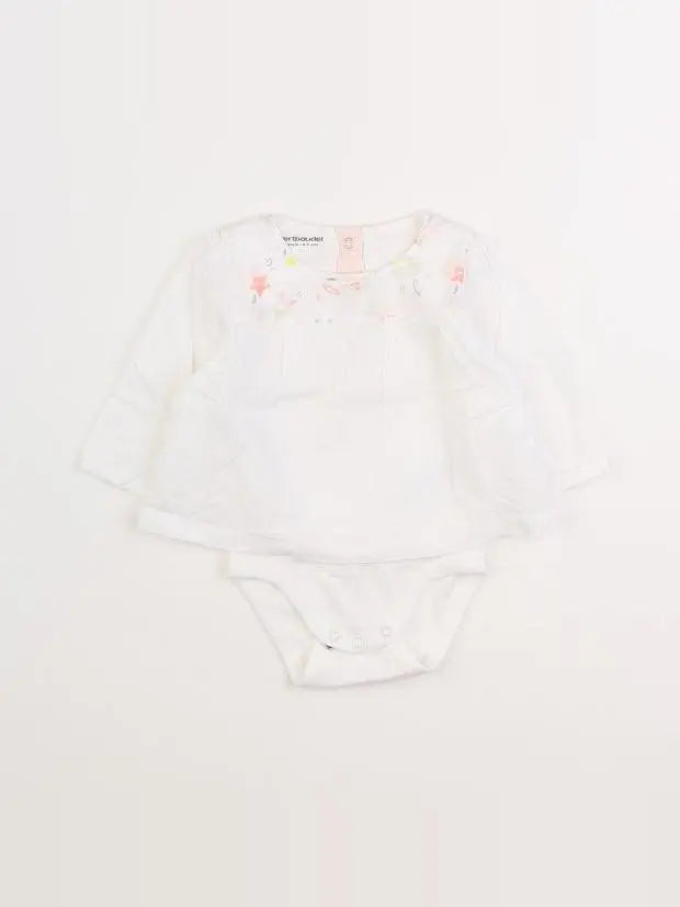 Vertbaudet - body blouse blanc - 6 mois