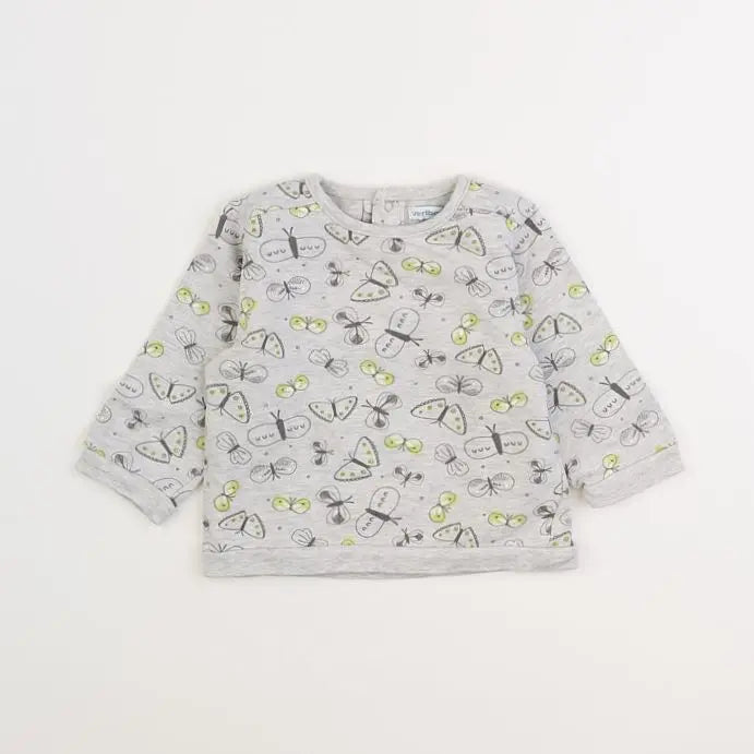 Vertbaudet - sweat gris, vert - 12 mois