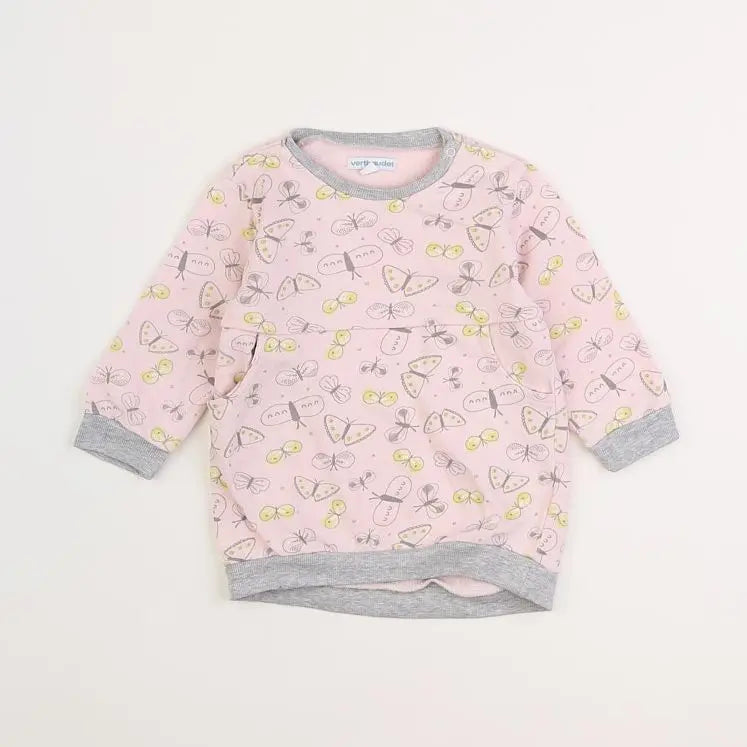 Vertbaudet - robe rose, gris - 3 mois