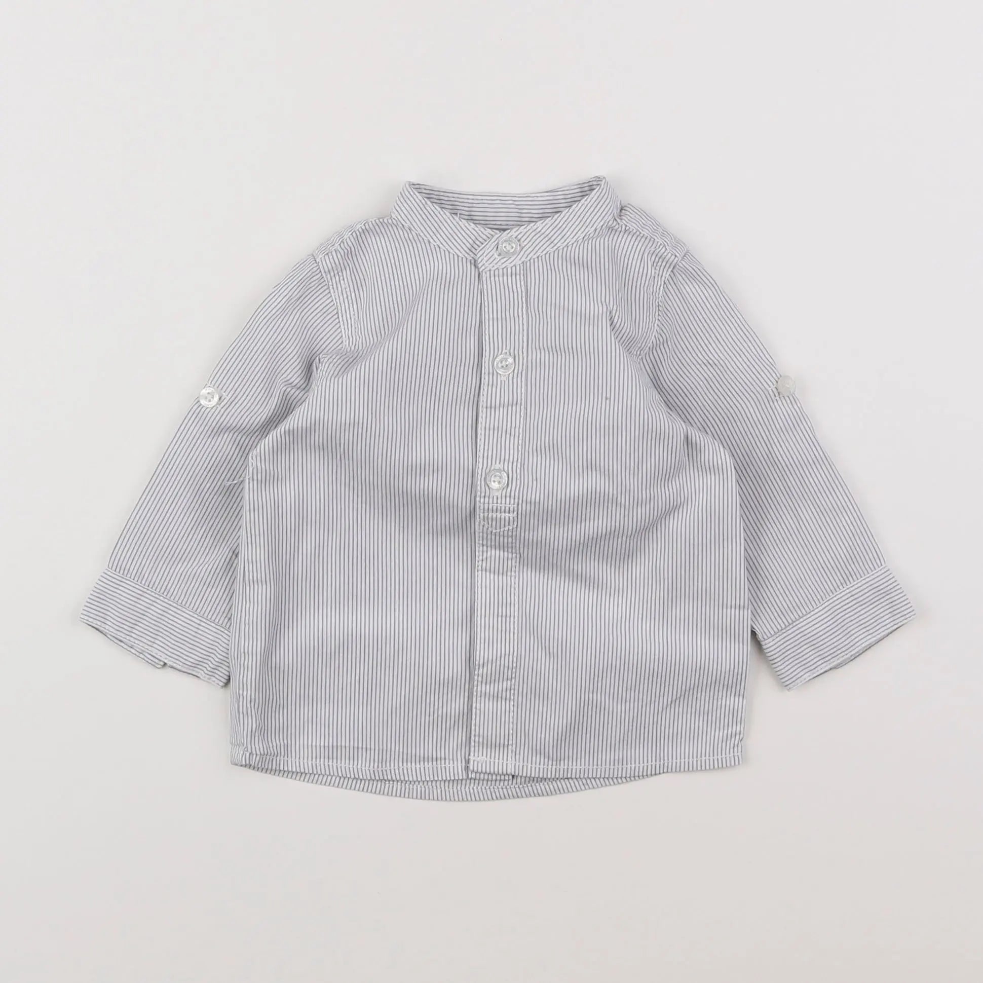 Vertbaudet - chemise blanc, bleu - 6 mois