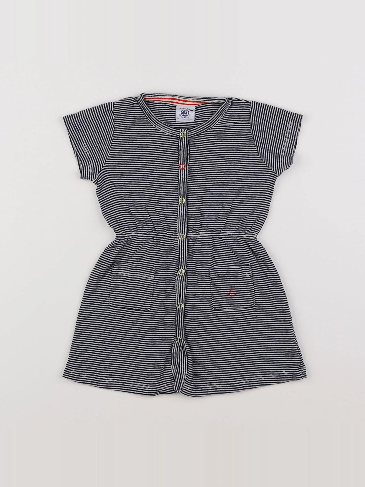Petit Bateau - robe bleu, blanc - 12 mois