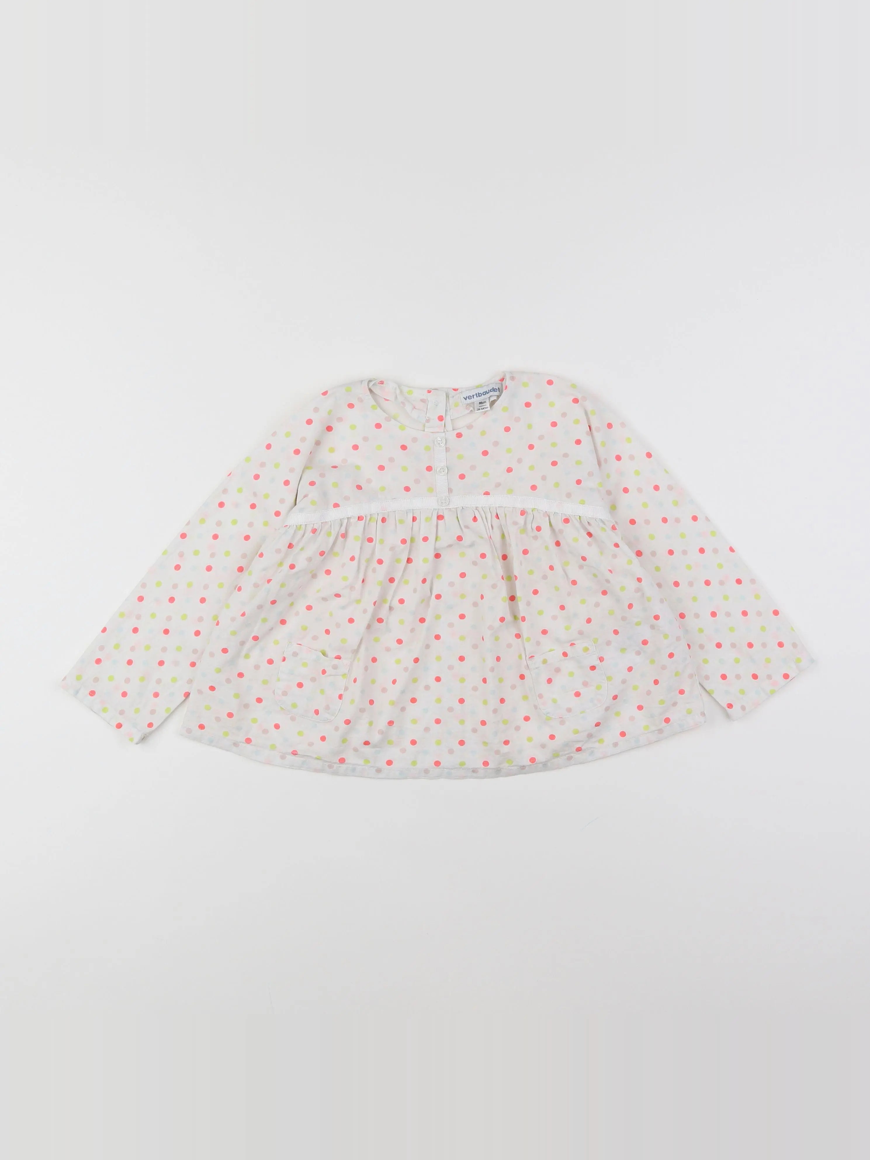 Vertbaudet - blouse blanc, multicolore - 2 ans