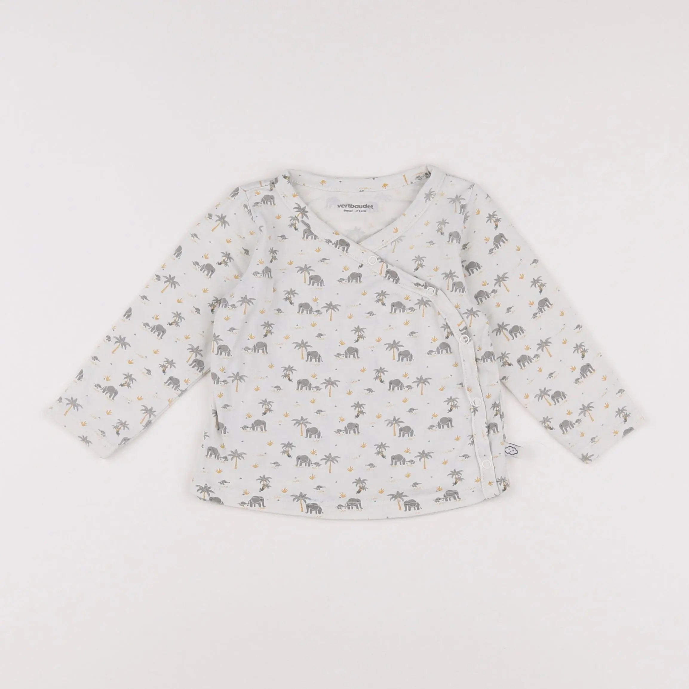 Vertbaudet - tee-shirt blanc, gris - 9 mois