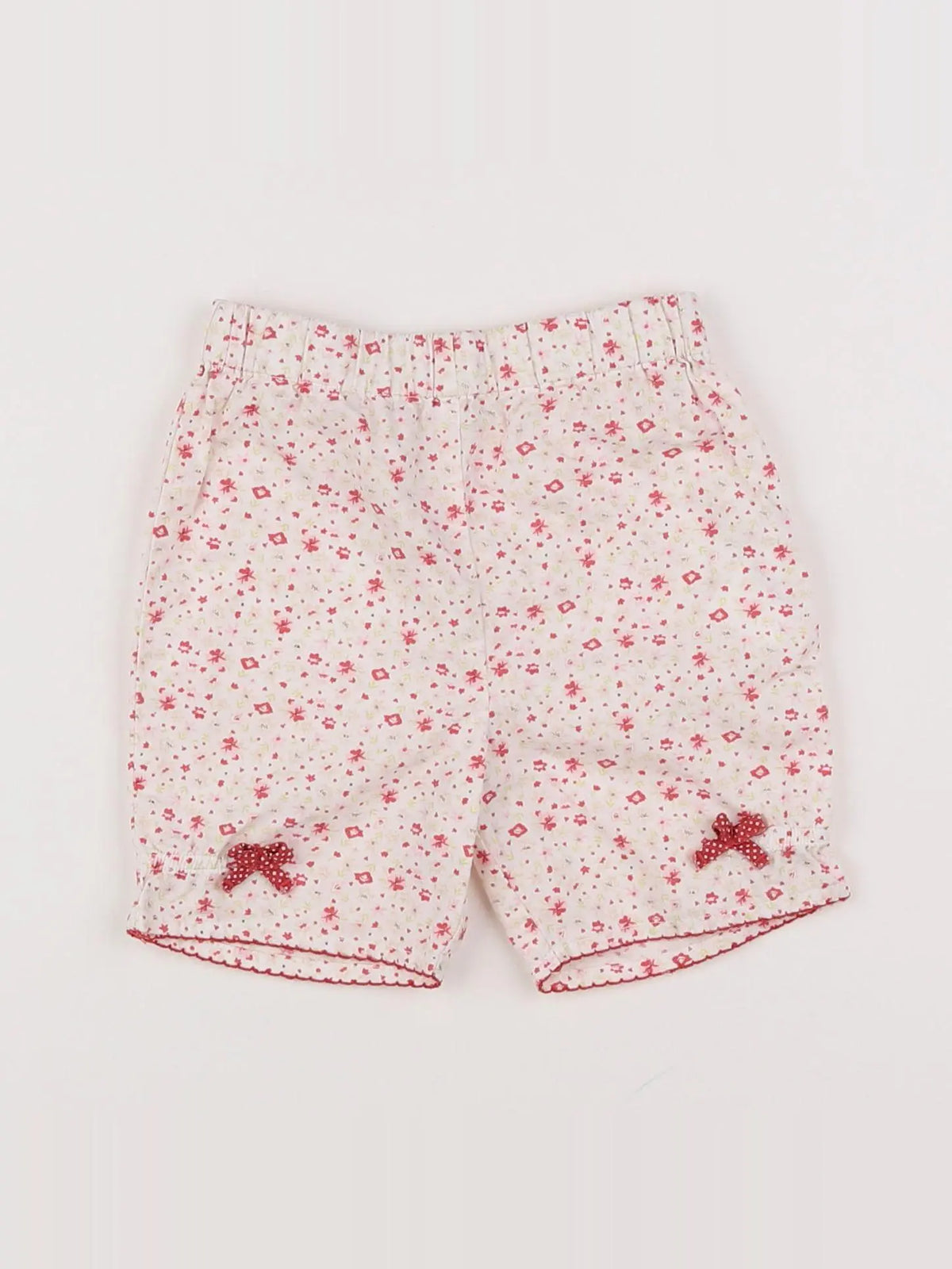 Vertbaudet - short blanc, rose - 6 mois