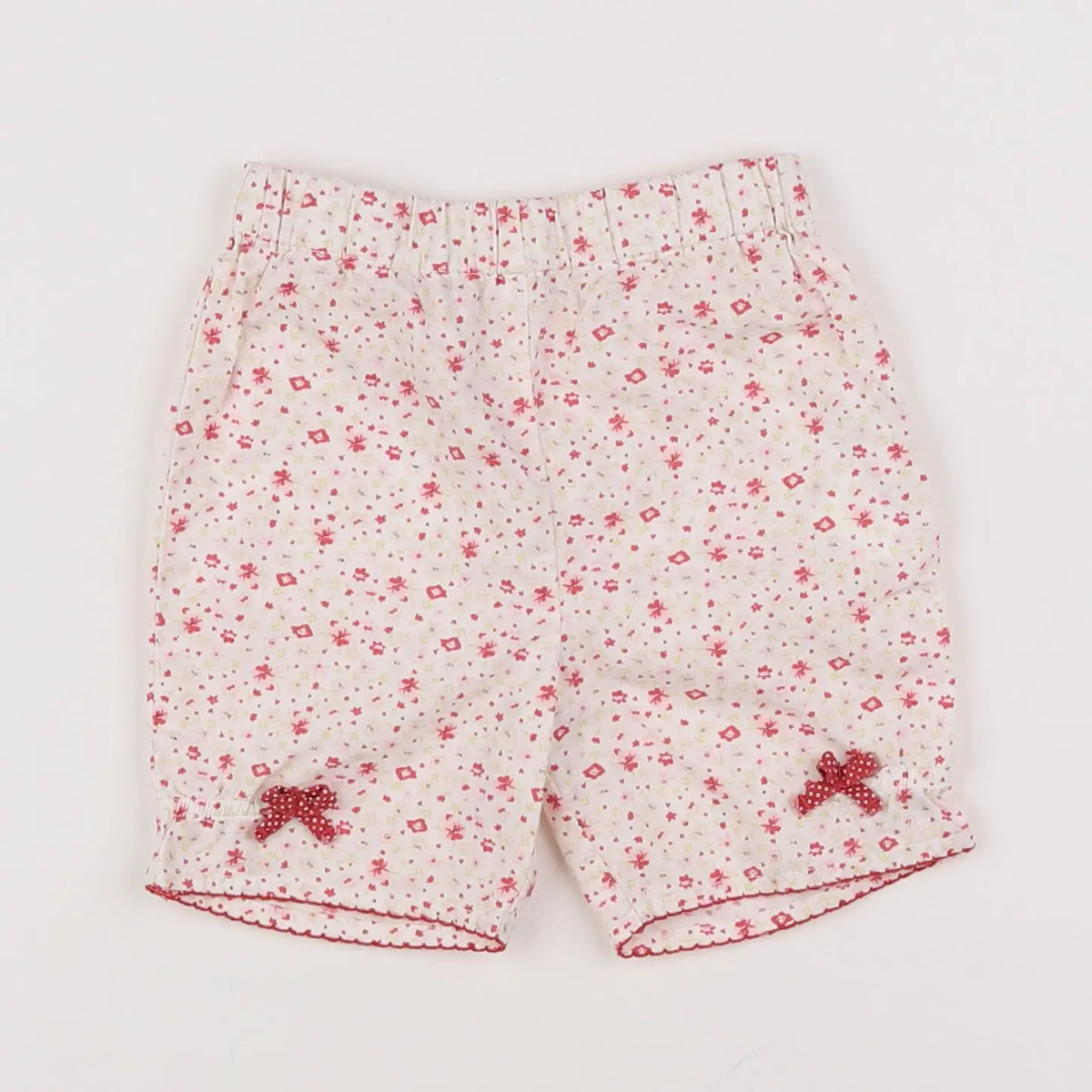 Vertbaudet - short blanc, rose - 6 mois
