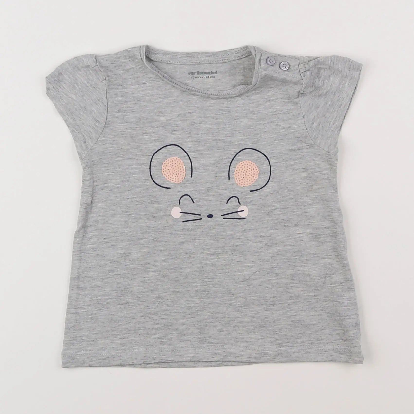 Vertbaudet - tee-shirt gris - 12 mois