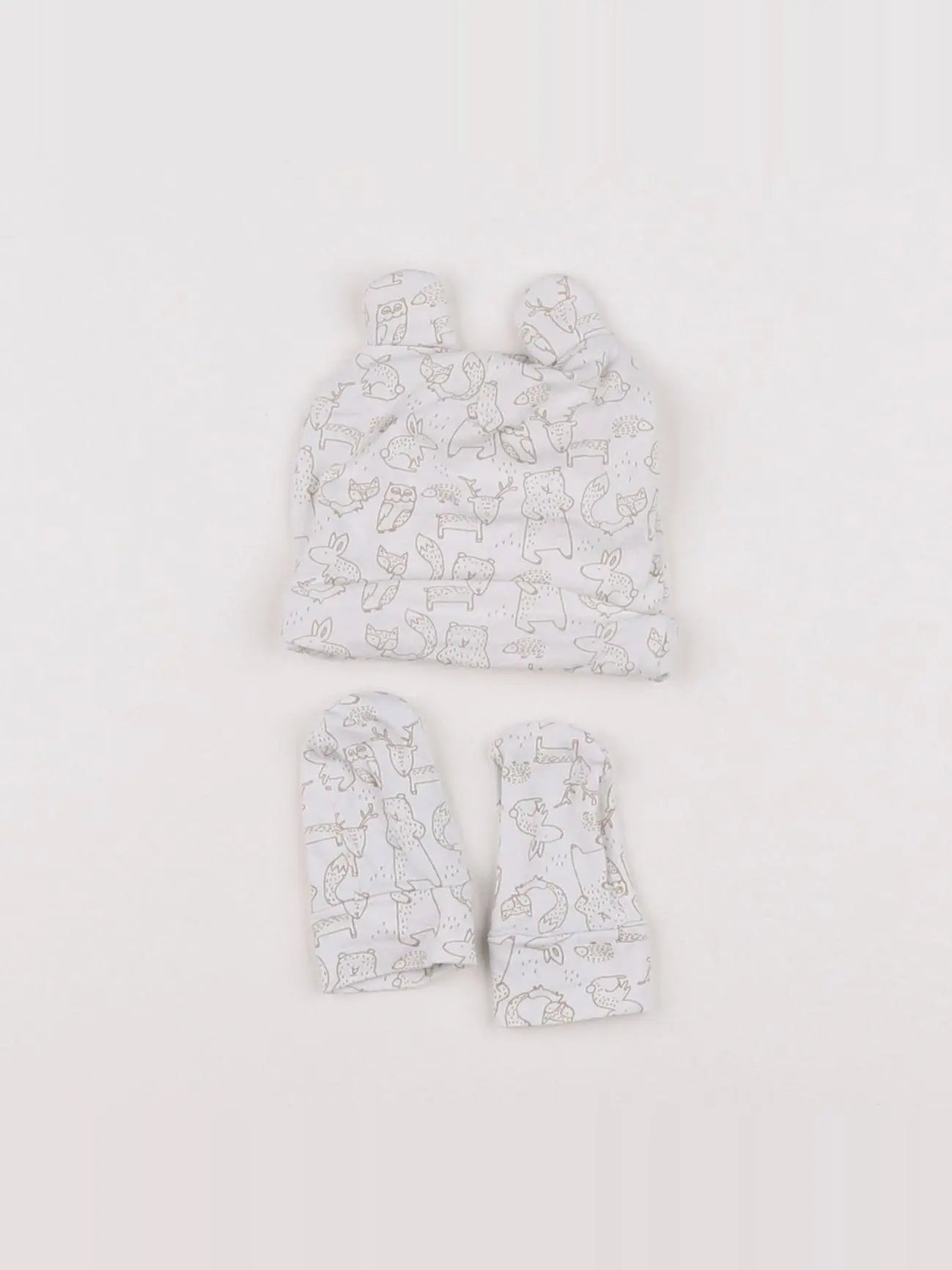 Vertbaudet - ensemble bonnet/moufles gris - Prématuré