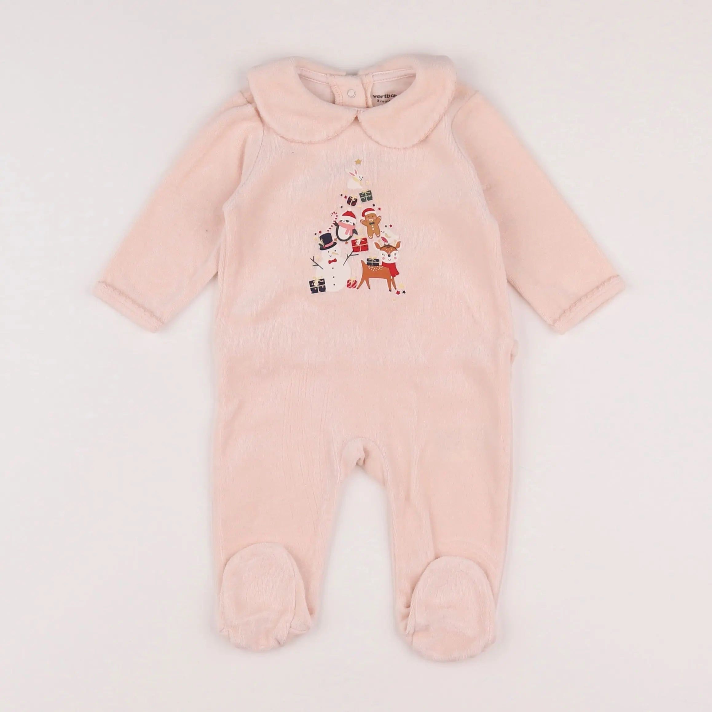 Vertbaudet - pyjama velours rose - 3 mois
